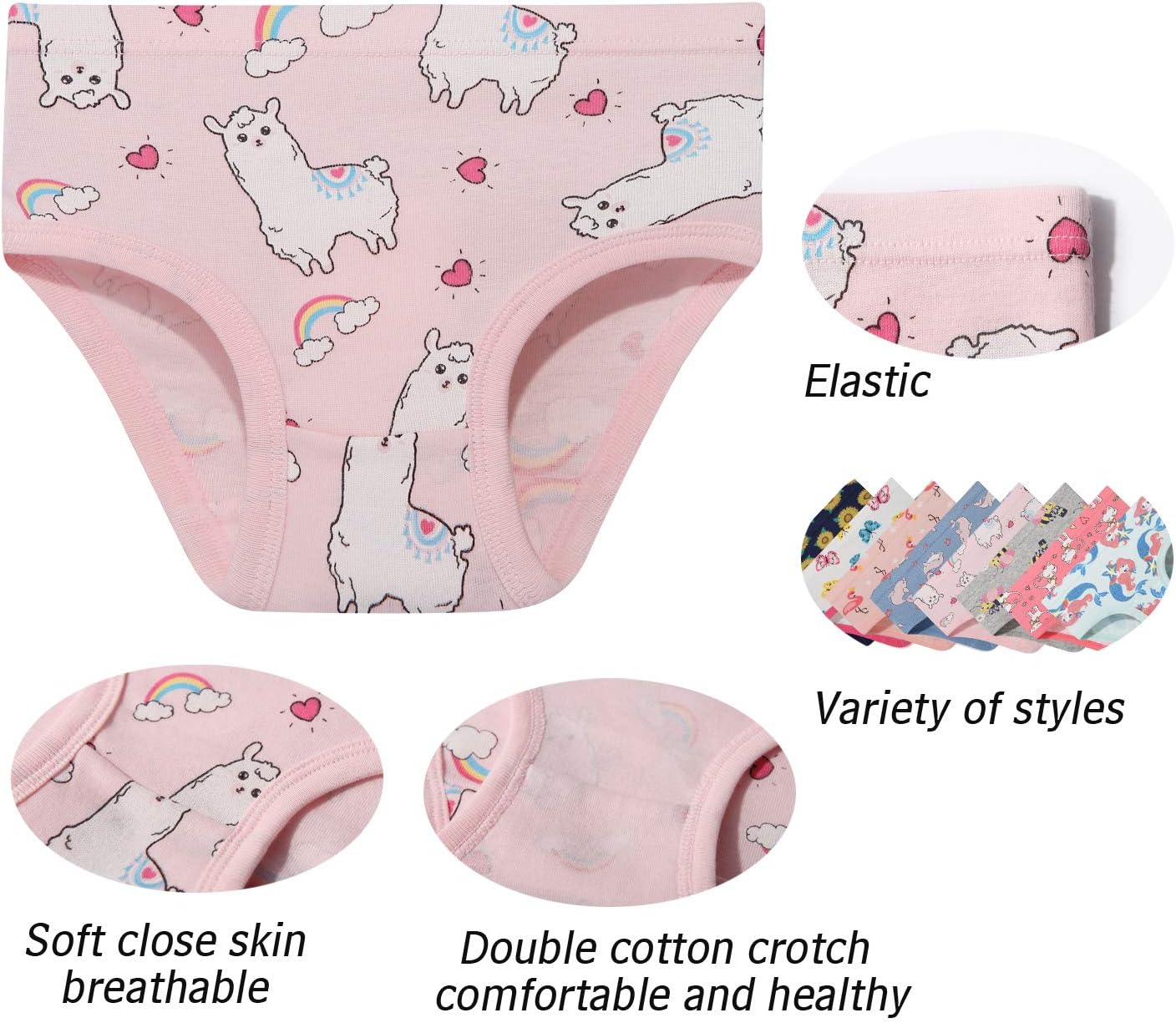 Girls' Cotton Brief Breathable Toddler Panties Kids Assorted Underwears 6-8 pieces