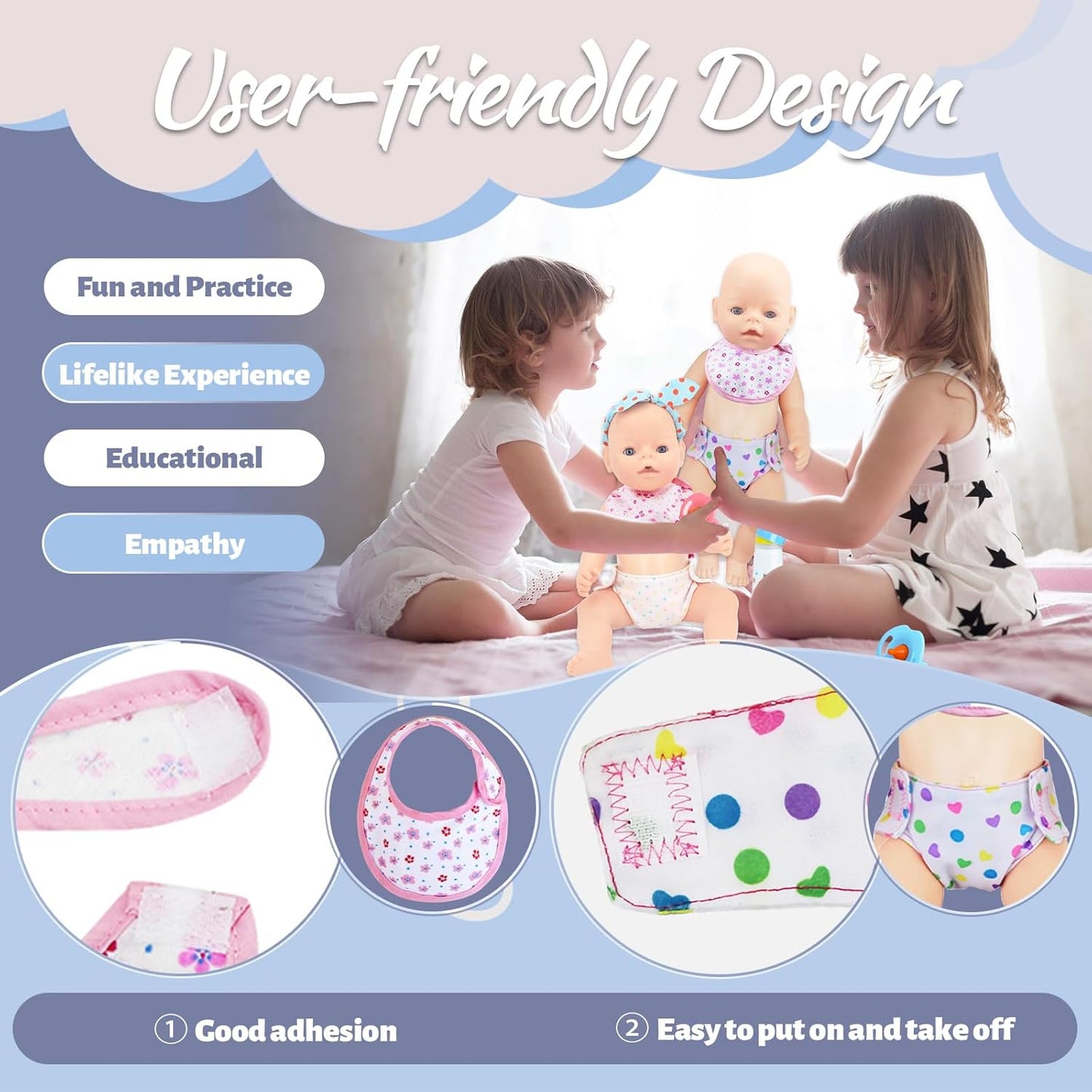 10 Pcs Baby Doll Bottle Feeding Accessories,Baby Doll Pretend Feeding and Caring Set for Kids Girls Ages