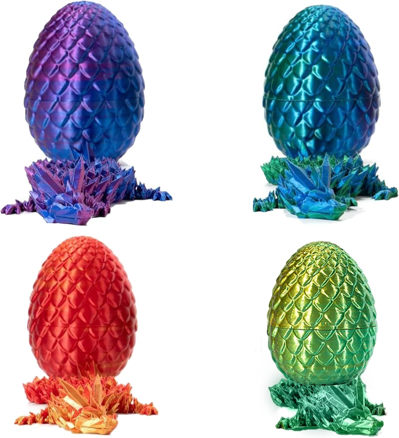 3D Printed Dragon Egg,Dragon Eggs with Dragon Inside,Crystal Dragon Fidget Toys,Full Articulated Dragon Dragon in Egg,Adults Fidget Toys for Autism ADHD (4PCS 3)