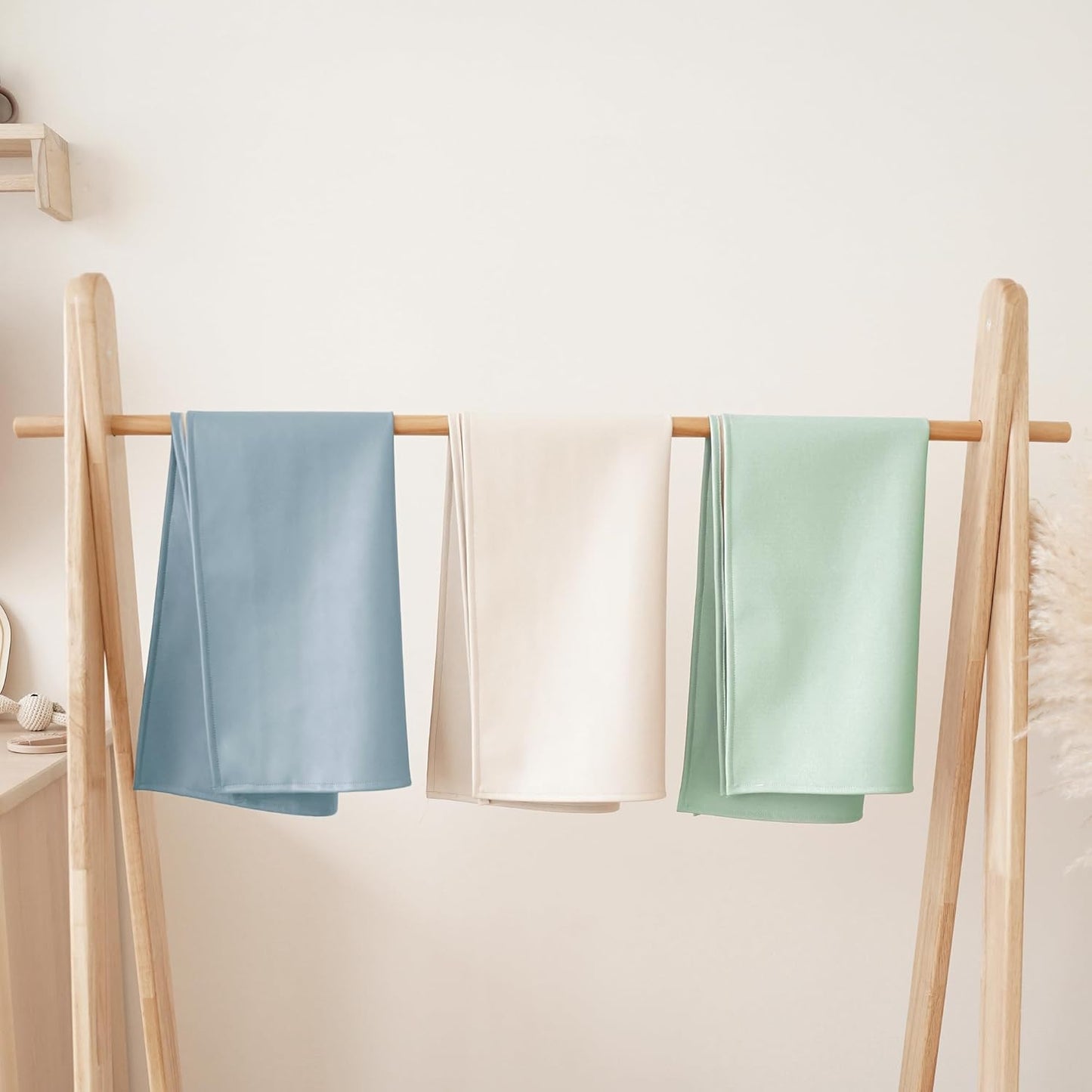 Konssy Faux Leather Baby Changing Mat, Waterproof, Wipeable & Portable Diaper Changing Pad for Travel or Home, Fits Perfectly in Diaper Bag, 30 x 17 inches (Blue,Beige)