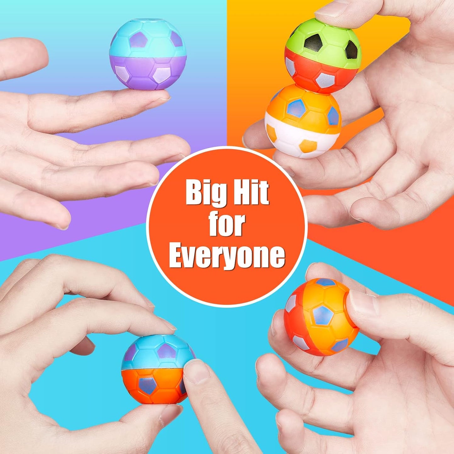 24 Pack Party Favors for Kids 8-12 4-8 Mini Soccer Ball Fidget Spinners Bulk, Soccer Fidget Toys Goodie Bag Stuffers, Soccer Stress Balls Treasure Box Toys for Classroom Prize Return Birthday Gifts