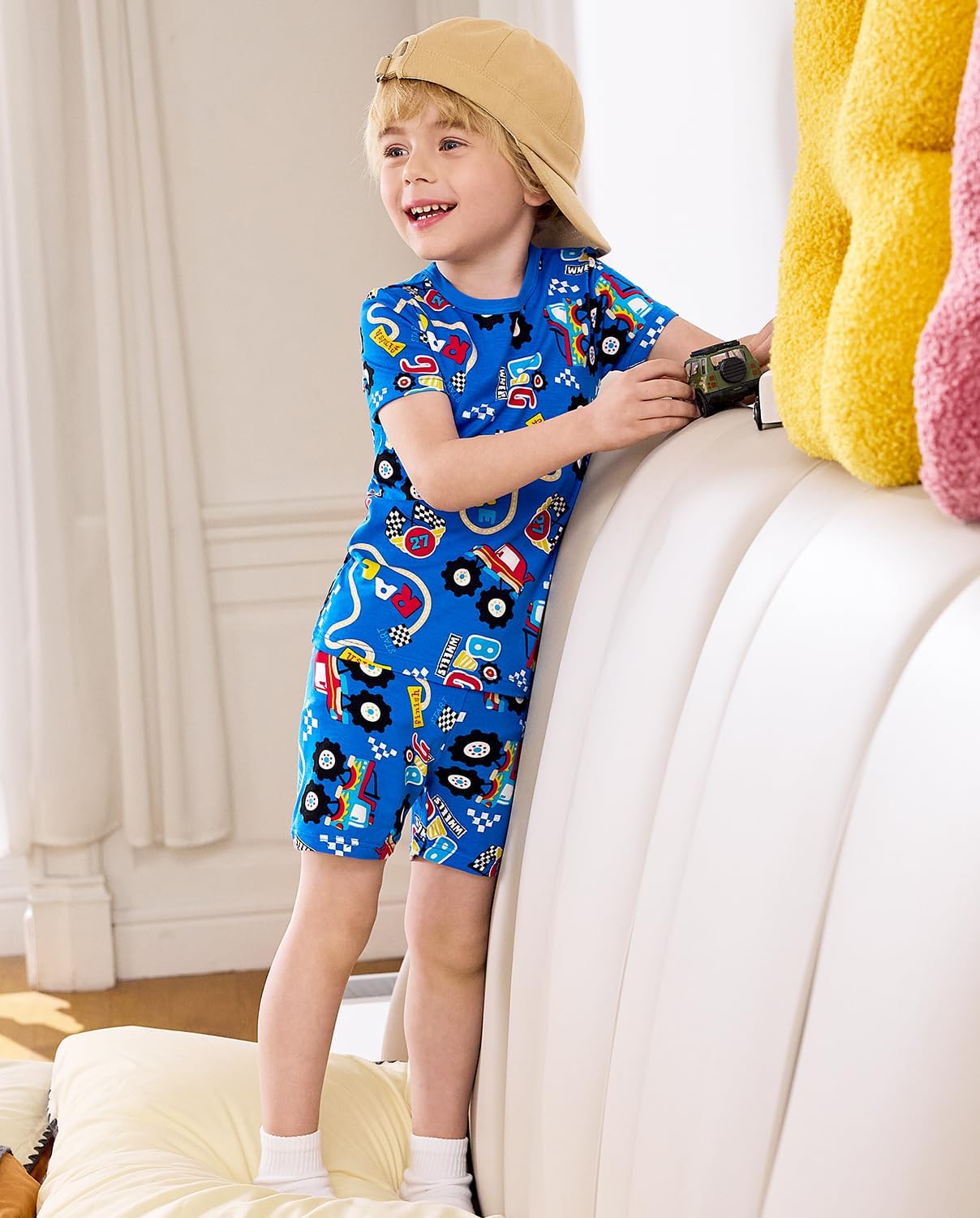 Bamboo Viscose Toddler Animal Pajamas Boys Girls Kids Cool Short Summer 12M-8Y Snug fit Pjs Set 2pcs