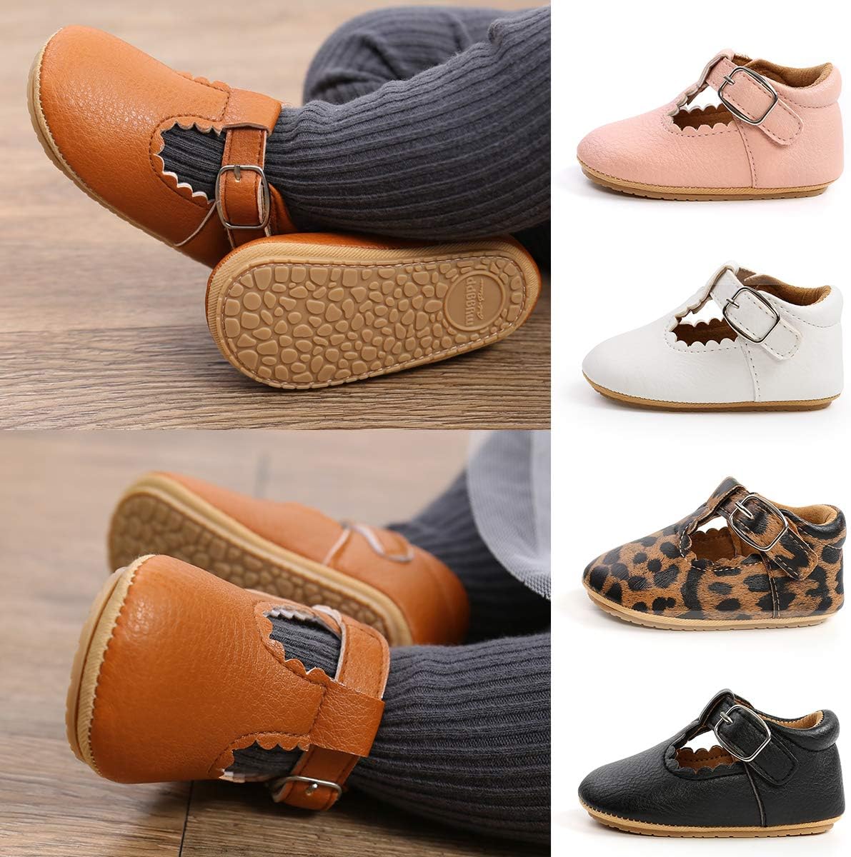 SOFMUO Baby Boys Girls High Top Ankle PU Leather Sneakers Soft Rubber Sole Infant Moccasins Newborn Oxford Loafers Anti-Slip Toddler Wedding Uniform Dress Shoes