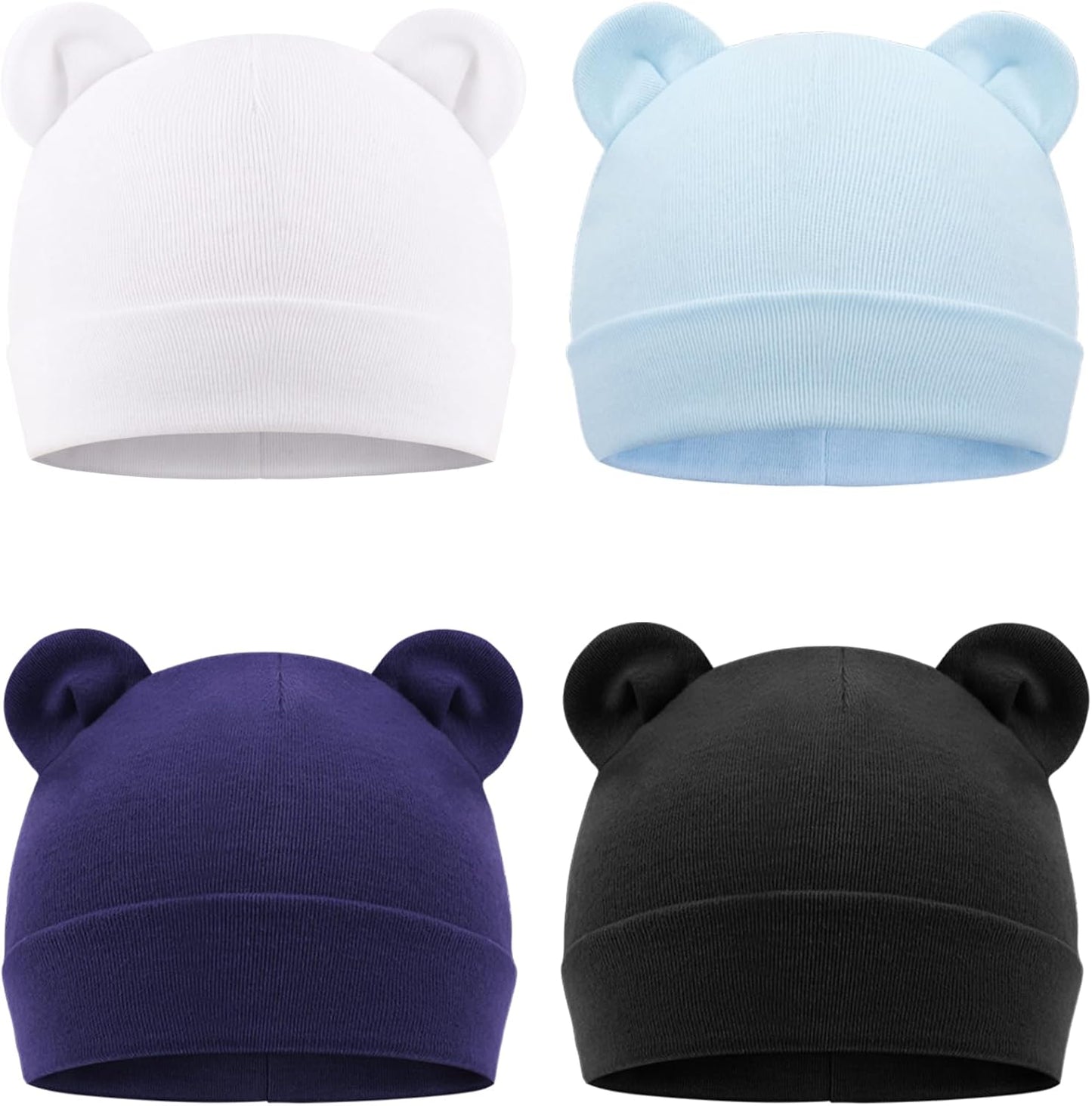 DRESHOW BQUBO 4 Pieces Baby Beanie Newborn Toddler Soft Cute Knit Hat Hospital Hats for Baby Boys Infant Cap Beanies