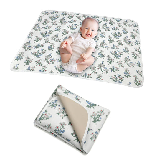 Baby Diaper Changing Pad, 19.7"x25.6" Waterproof Changing Pad Liners with 100% Muslin Cotton Front Top and Leather Back, Soft and Absorbent Portable Changing Mat for Travel, Changing Station