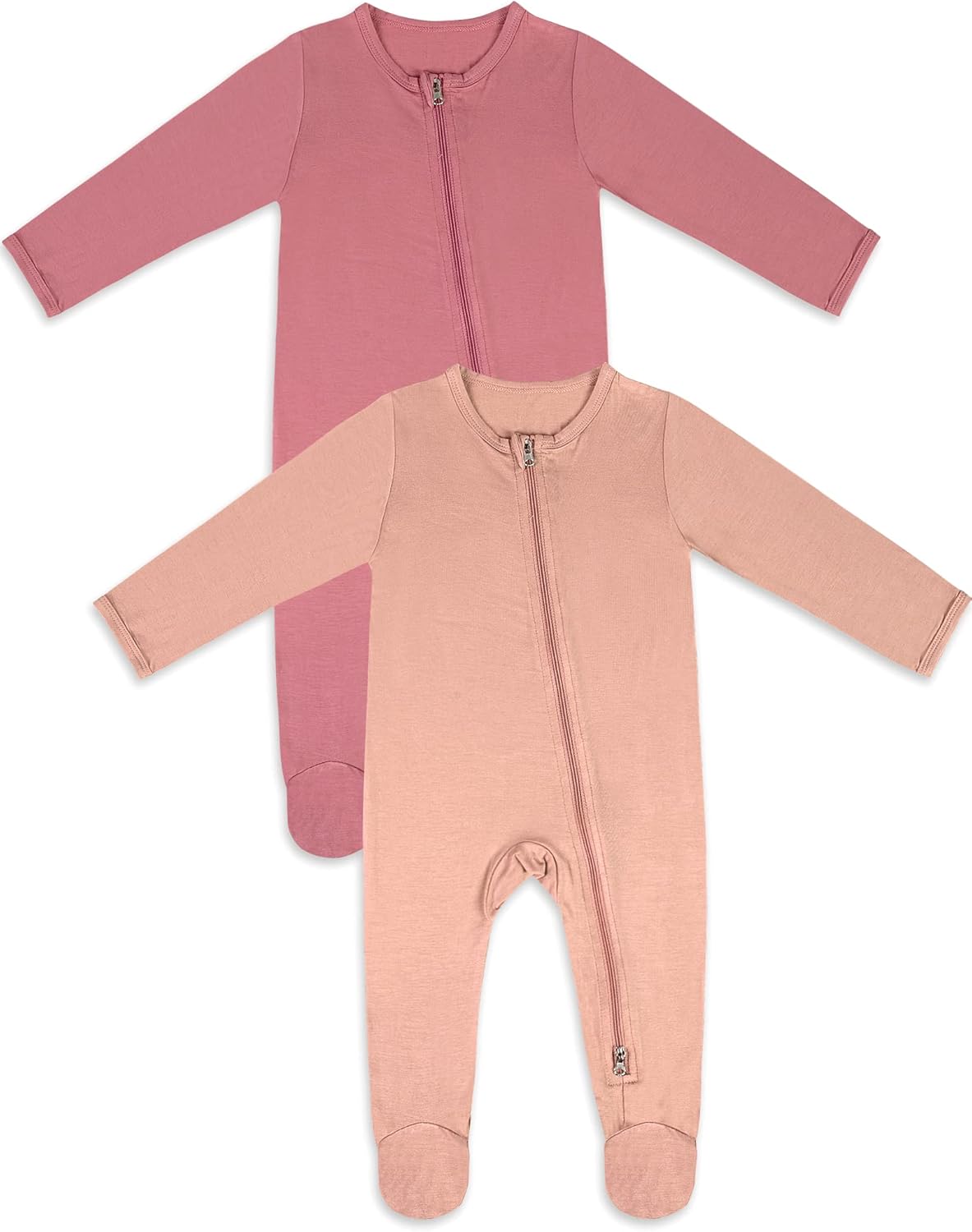 Jimonda Bamboo Baby Pajamas,Unisex Boys Girls One-Piece Footies,Long Sleeve Sleepers 2-Way Zip closure Romper