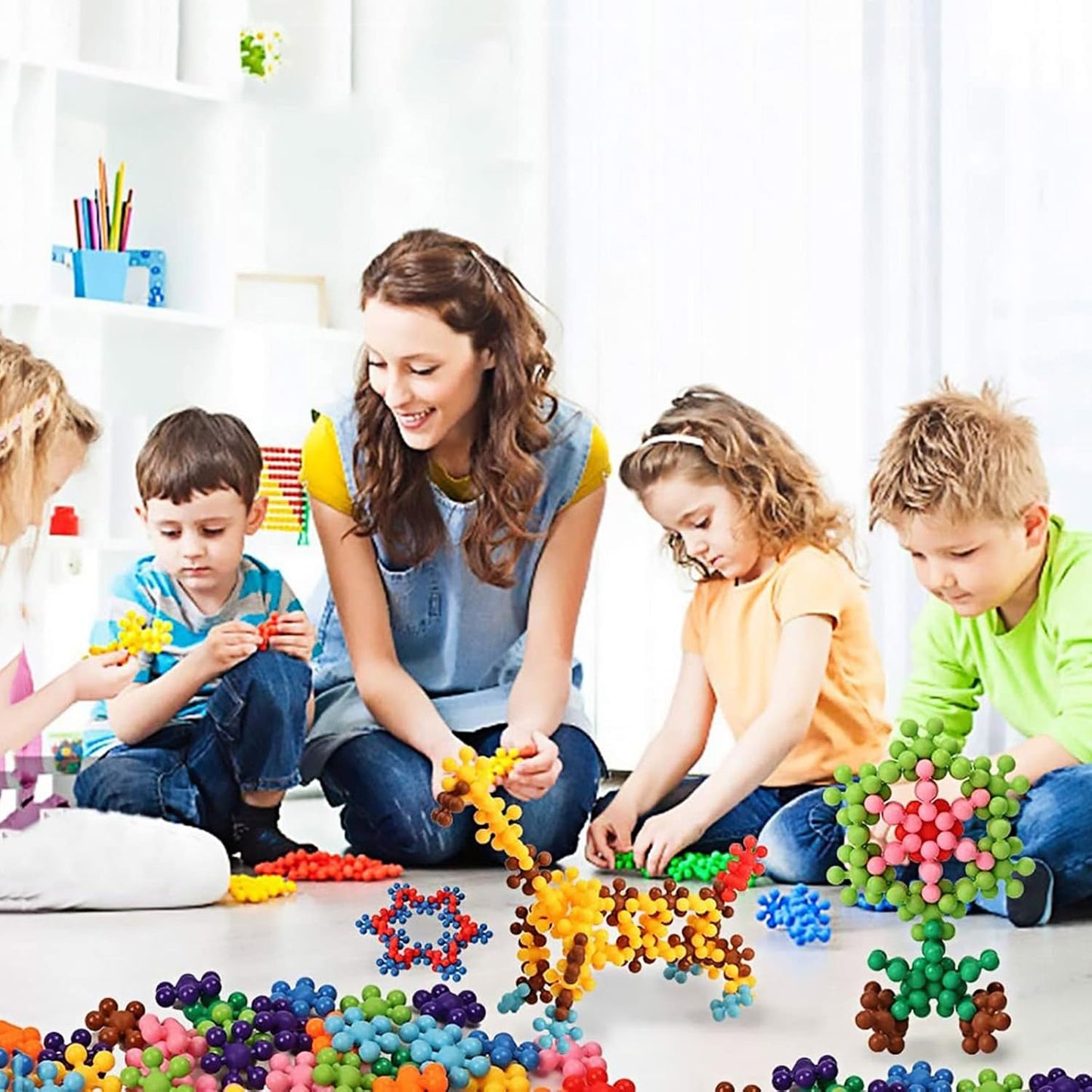 250 Pieces Building Blocks Kids STEM Toys Educational Building Toys Interlocking Solid Plastic Discs Sets for Preschool Boys and Girls Aged 3+