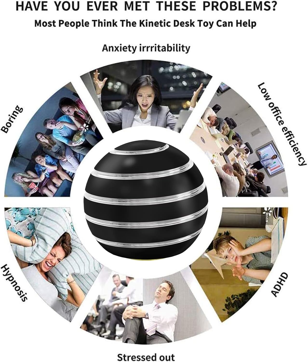 Kids Fidget Toys, Sensory Toys Adults Stress Relief, Kinetic Desk Toys for Office for Adults, Party Favors Toys for Kids Ages 3-5, 6-8, 8-12 (1.77", Black)