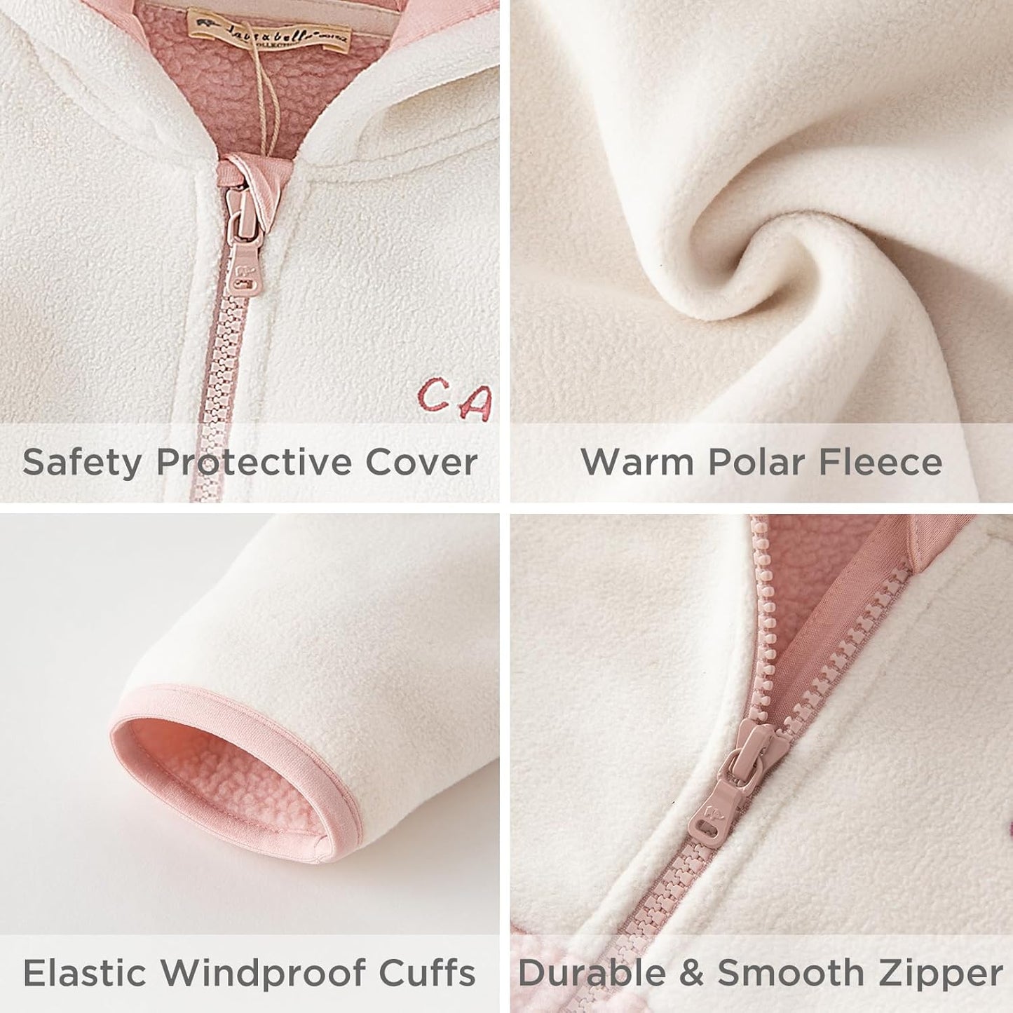 DAVE&BELLA Toddler Fleece Jacket, Baby Boys Girls Animal-shaped Hooded Zipper Long Sleeve Warm Spring Autumn Outerwear Coat