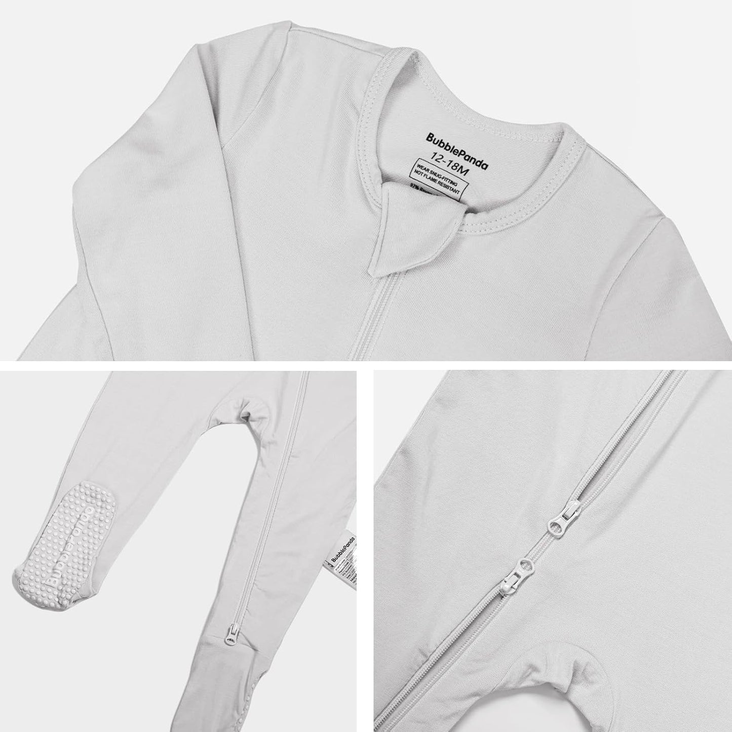 BubblePanda Rayon Made From Bamboo Baby Pajamas Baby Clothes for Boys Girls Unisex Zip-Front Non-Slip Onesie Sleeper