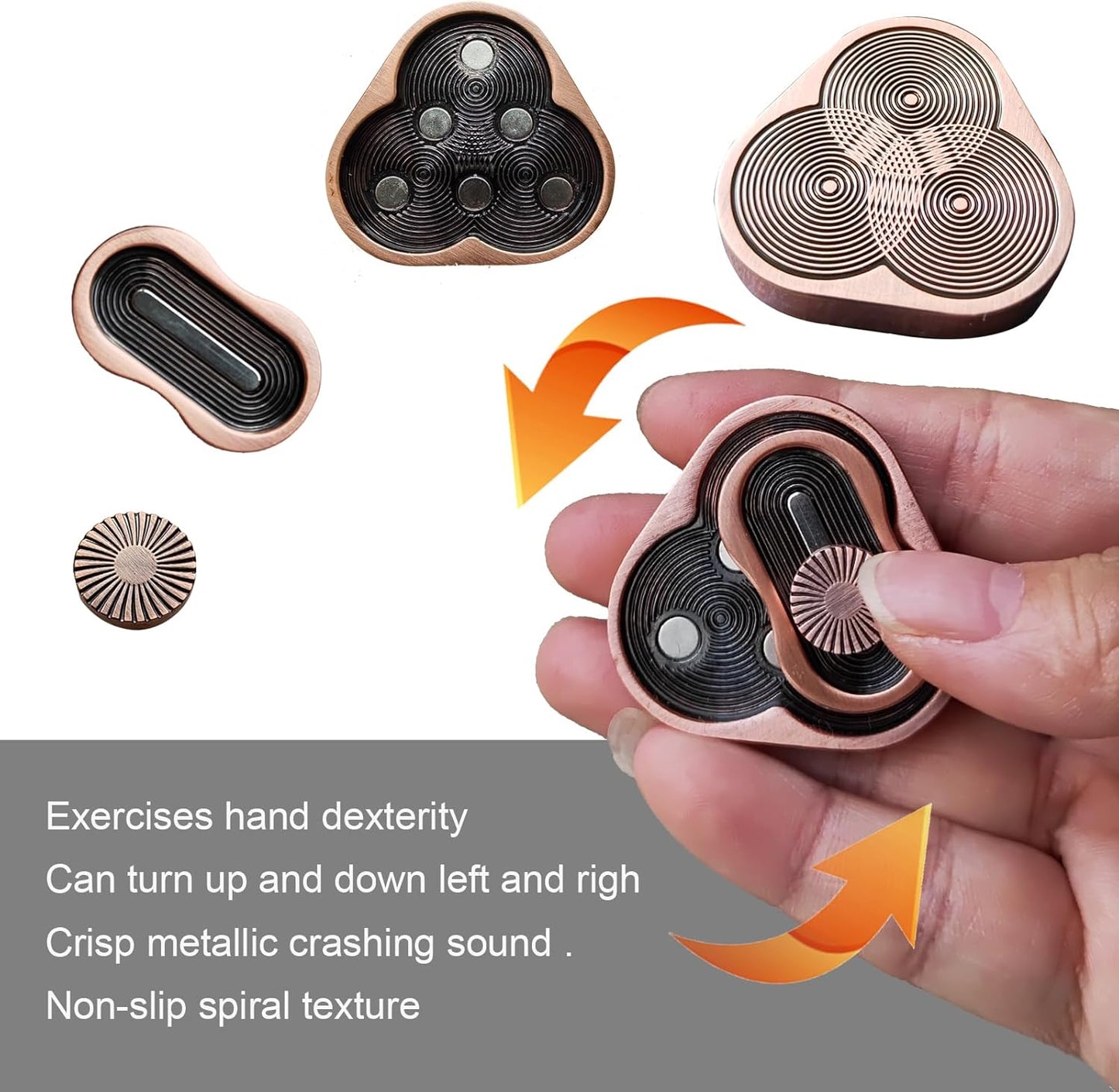 Metal Fidget Slider,Triangle Rotation Metal Fidget Toys, Clover Shape EDC Adult Toys ,Fidget Toys Adults for Stress and Anxiety Relief，ADHD Fidget Toys Adults Suitable for Office (Bronze)
