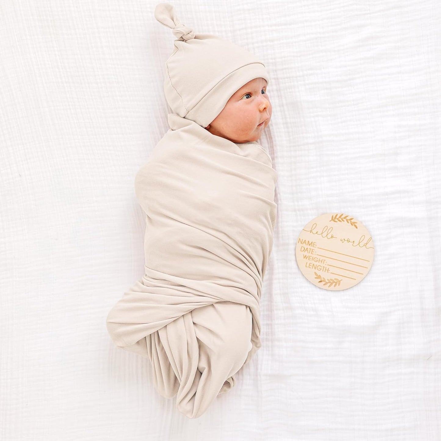 Konssy Baby Girl Newborn Receiving Blanket with Matching Headband and Beanie Set Baby Swaddle Nursery Swaddle Wrap