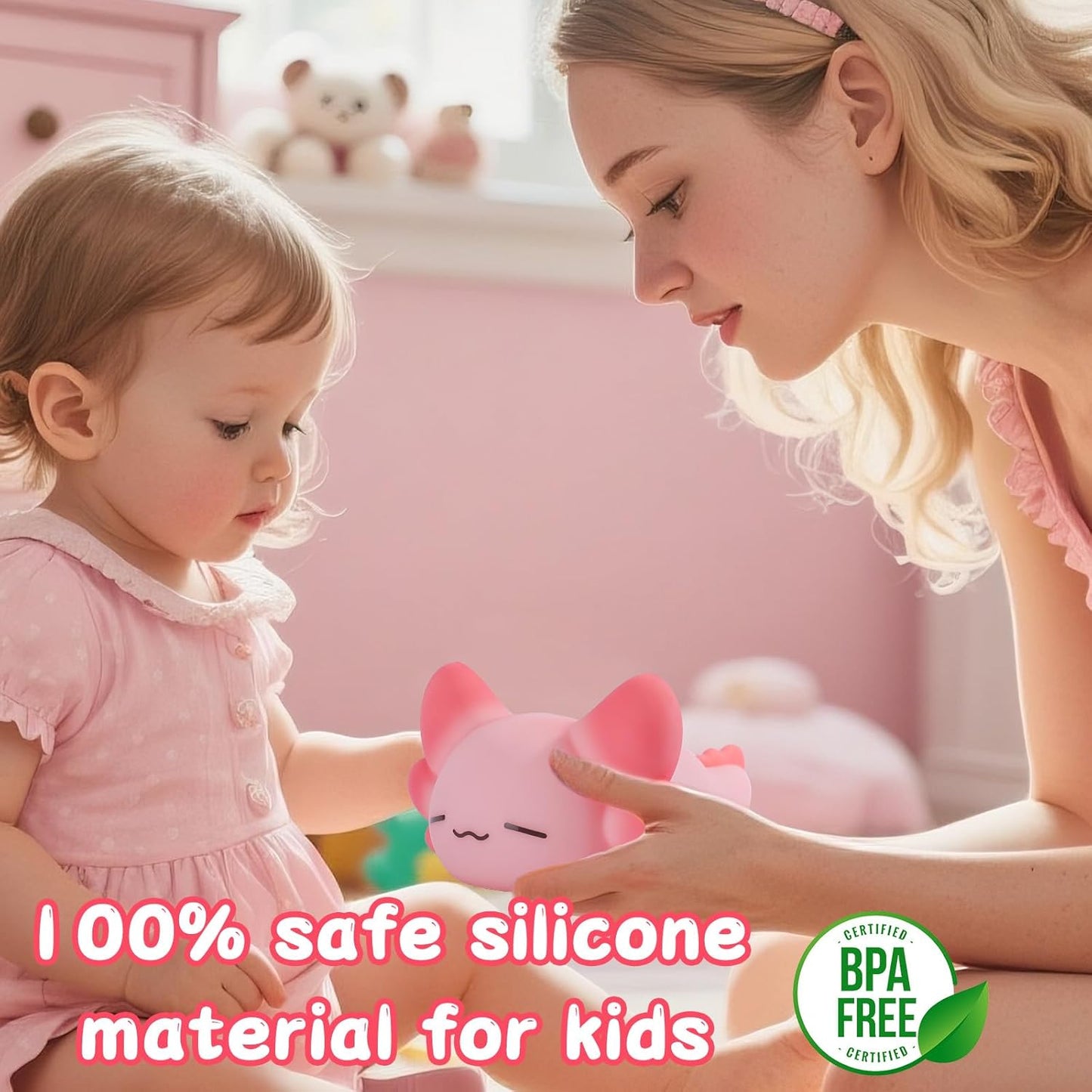 ZKLiLi Night Light for Kids Cute Axolotl Lamp,16 Colors+Tap Control+Silicone Kids Night Light,USB Rechargeable Axolotl Night Lights for Room Decoration