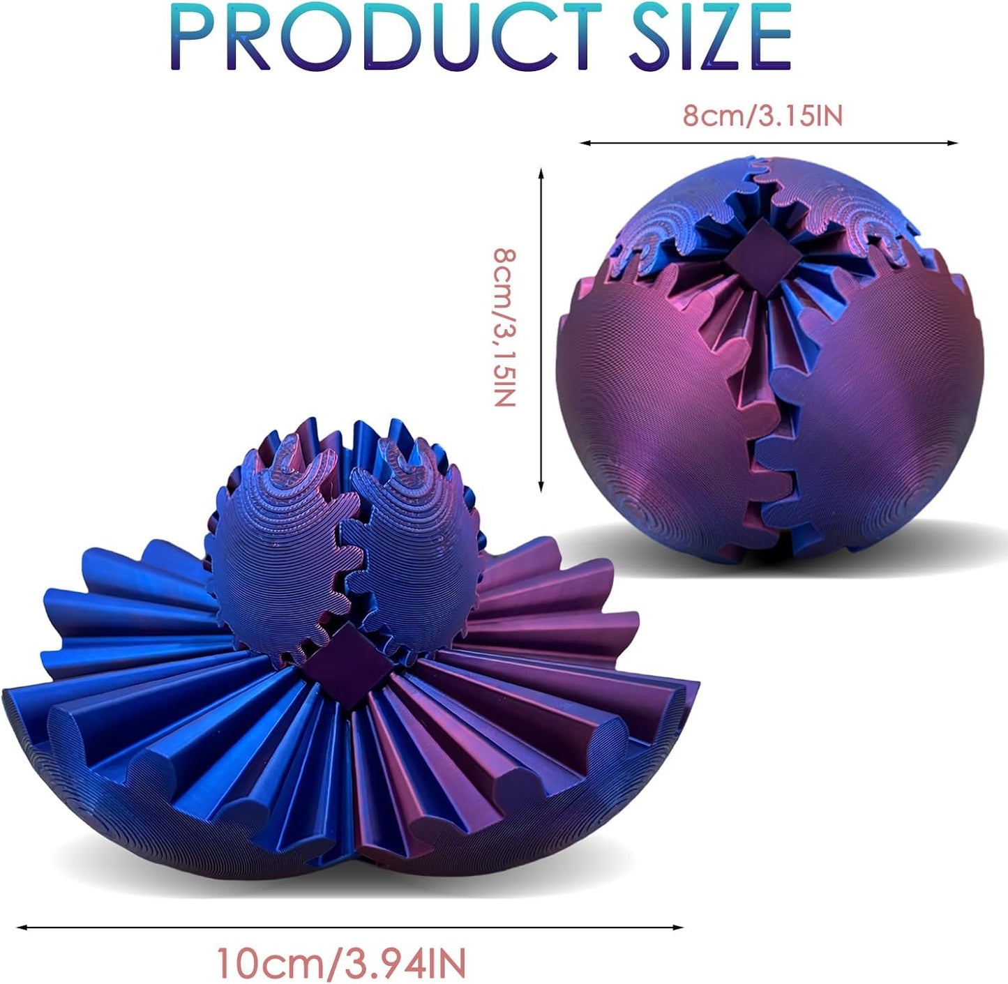 Gear Ball 3D Printed, The Steampunk Whirling Wonder Fidget Ball Toy, Gear Ball 3D Model Cube Fidget Toy, Funny Stress & Anxiety Relaxing Fidget Toy for Adults & Kids (Green&Blue)