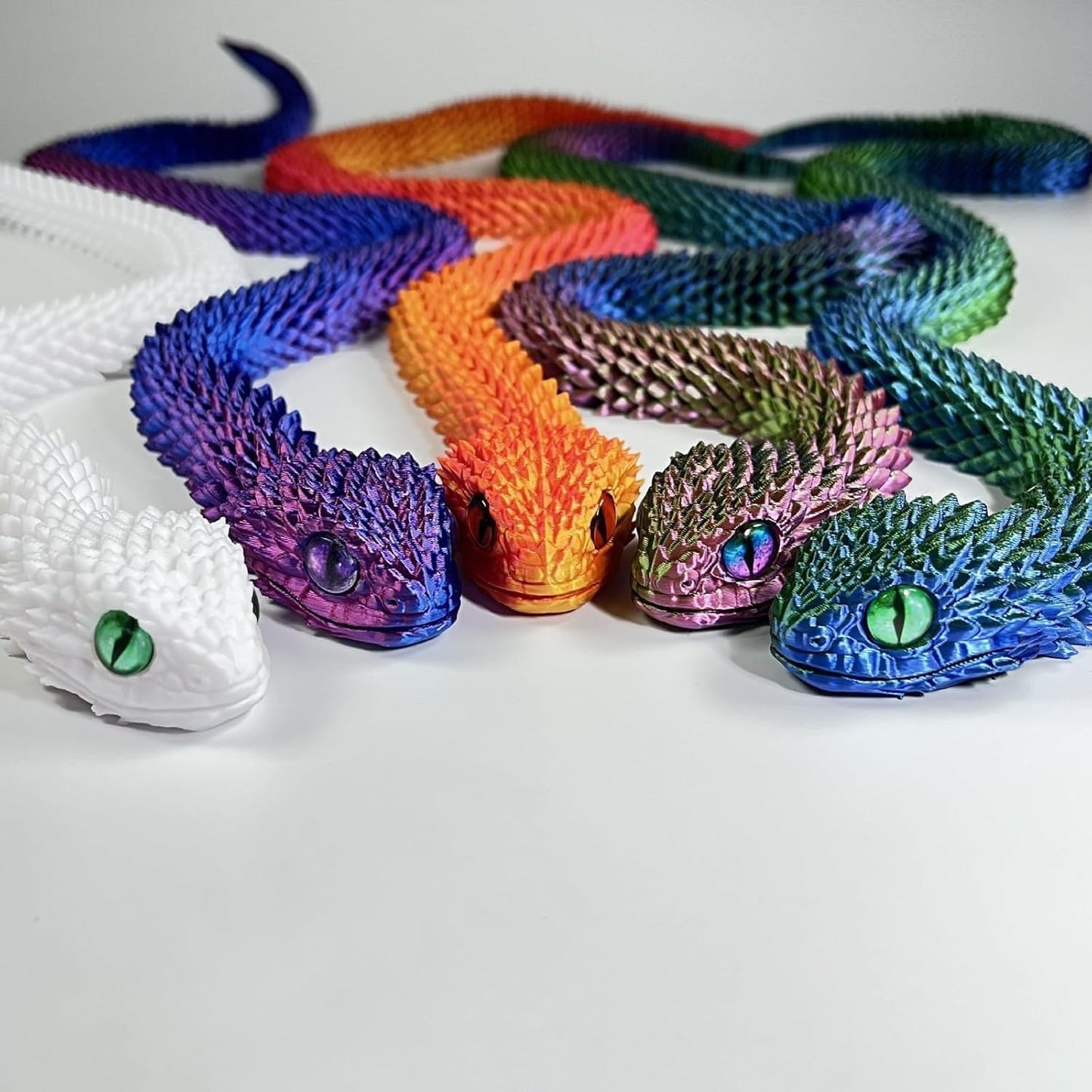3D Printed Animals-Snake Viper, 24 in Surprise Mystery Snake Fidget Toy Creative Toy 3D Printed Articulated Snake Collectibles Home Office Executive Desk Decor (Red Blue)