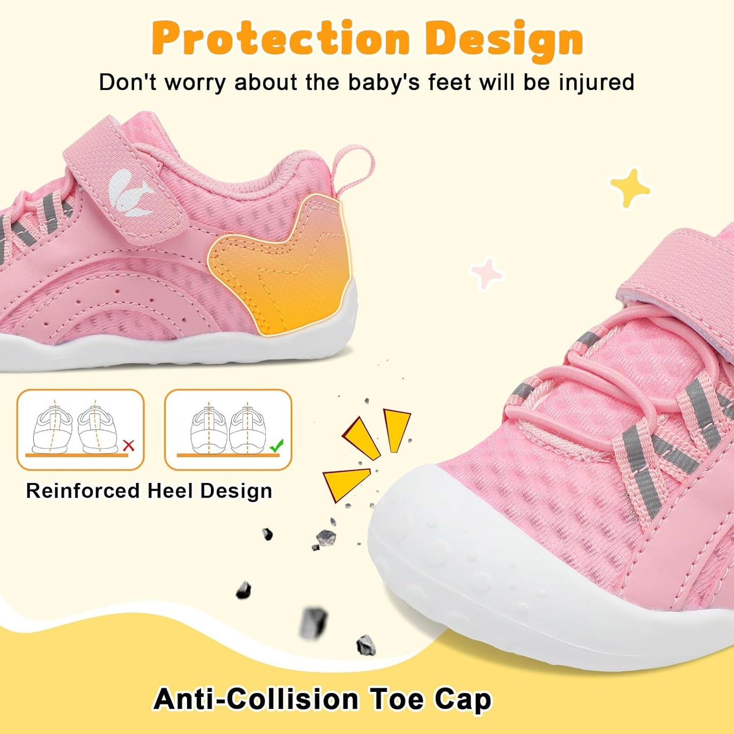 FEETCITY Wide Baby Shoes Boys Girls Baby Barefoot Shoes Breathable Infant Walking Shoe Crib Sock Shoe Toddler Sneakers Flexible