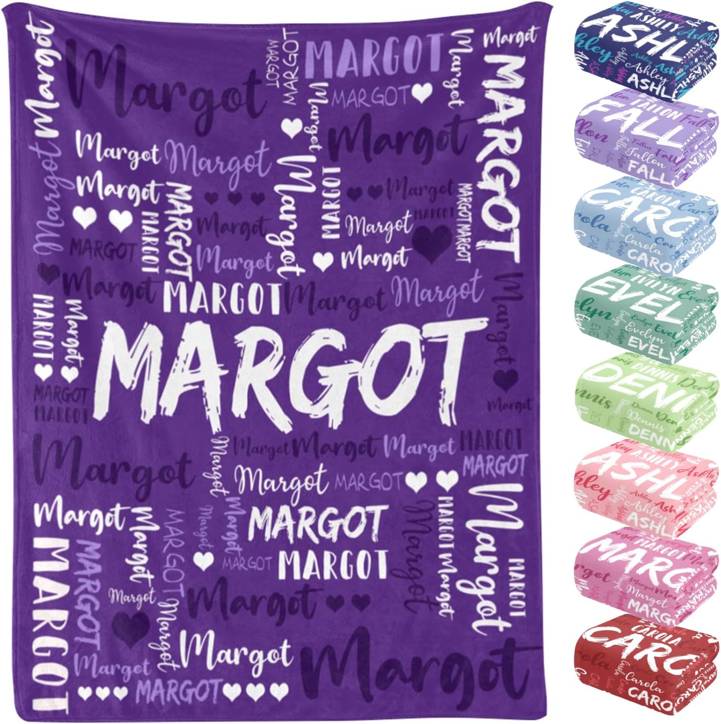 Custom Blanket Personalized Name Throw Customized Blanket with Name Text for Adult Kid