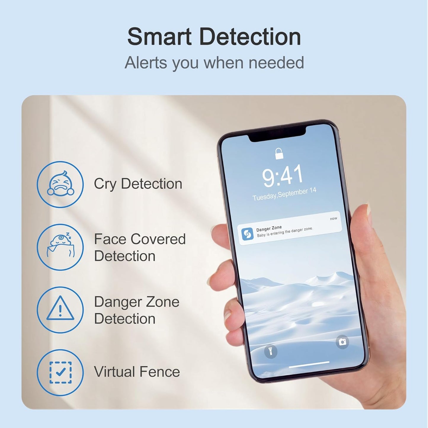 Simsky Split Screen Video Baby Monitor with 2 Cameras, 2× 4MP Resolution, 7" HD Touch Screen Smart Audio Baby Monitor, 6X Optical Quality Zoom, App Remote Access, 5200mAh Battery, 32GB Local Storage