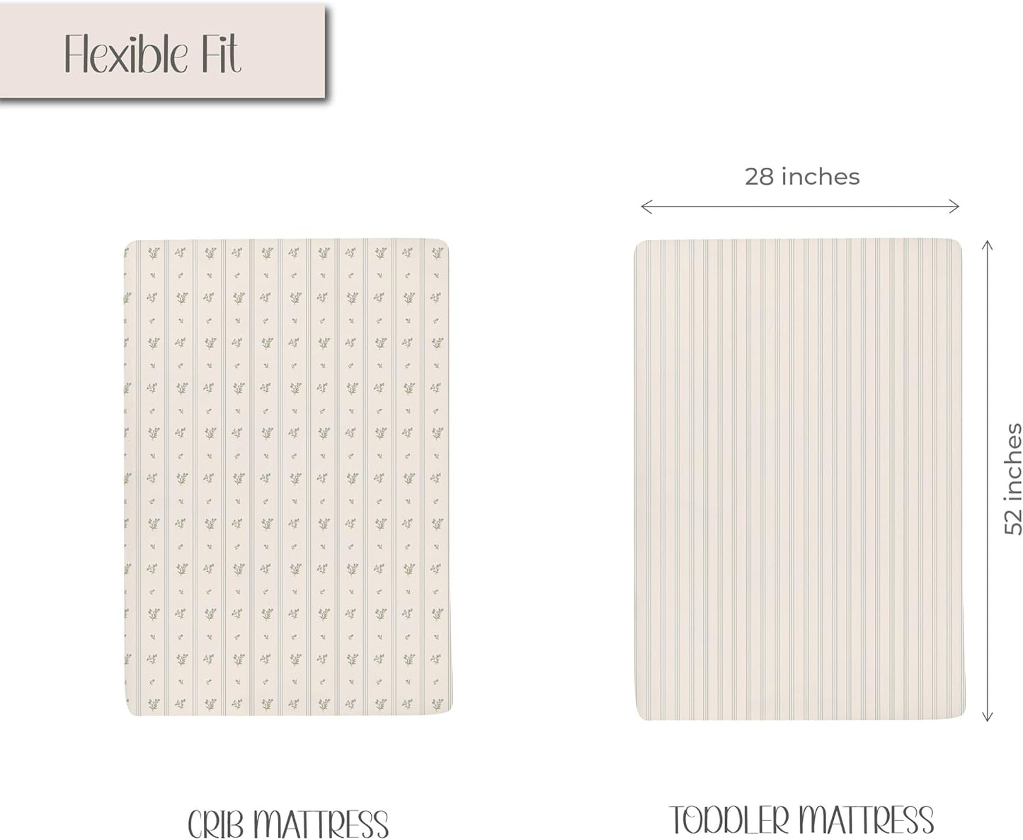 Ely's & Co. Crib Sheets, Baby Boy Fitted Crib Mattress Sheet Set, 2 Pack, 100% Jersey Knit Cotton, Infant and Toddler Nursery Bedding, 28” x 52” Blue Linear Berry Leaf Collection