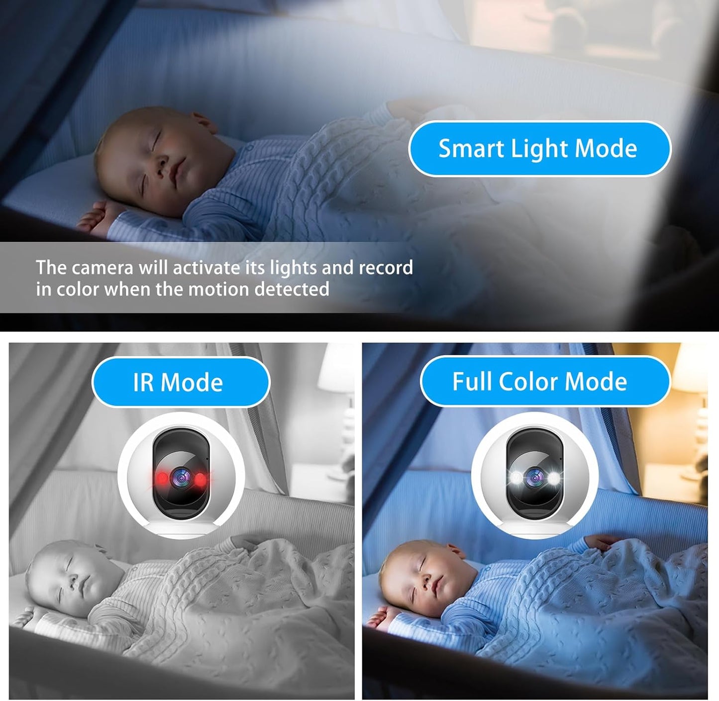 Indoor Pan/Tilt Security Camera, 5G WiFi Home Cameras for Baby Monitor/Pet Camera, Auto-Focus and Zoom, Motion Detection, 2-Way Audio, Siren, Color Night Vision, Cloud & SD Card Storage