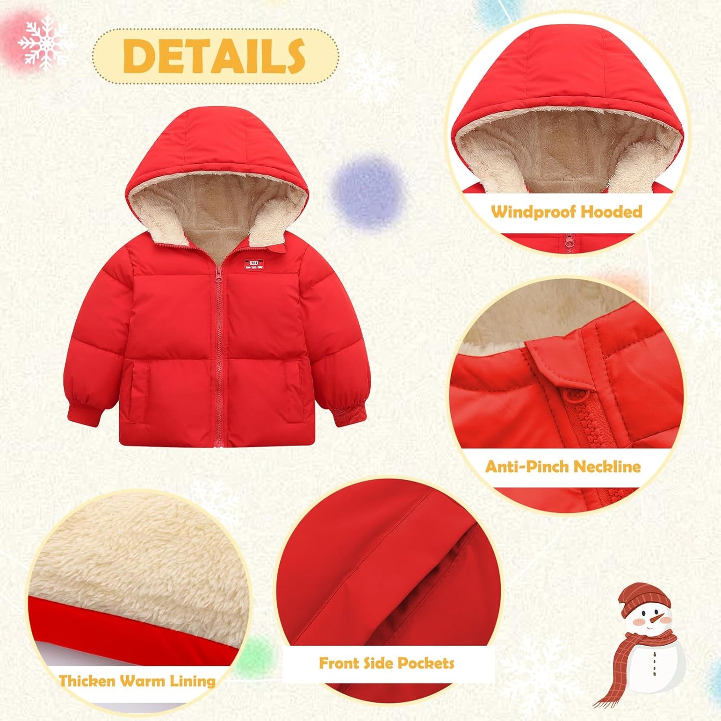 UNICOMIDEA Baby Winter Coat with Hooded Toddler Boys Girls Puffer Jackets for 12M-5T