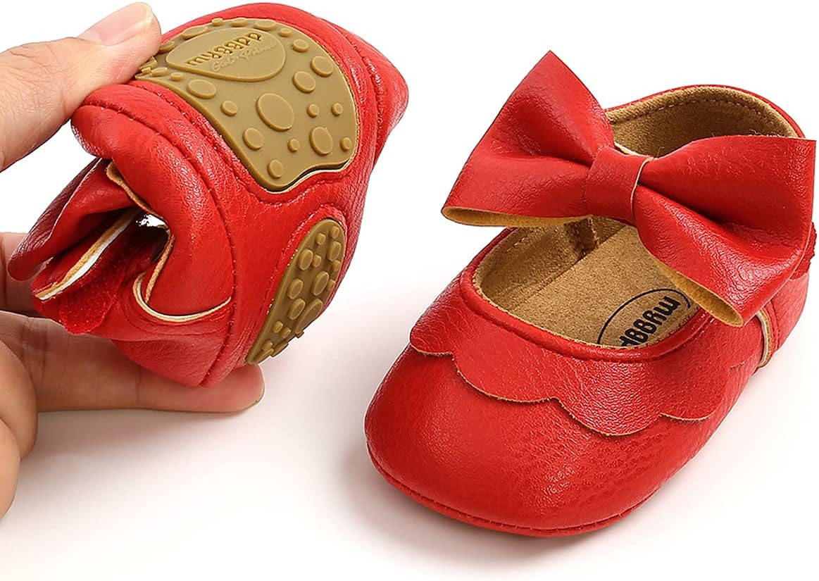 Baby Shoes Mary Jane Flats Non Slip Soft Sole Infant Toddler Sneakers First Walkers Party Christmas Dress Shoes