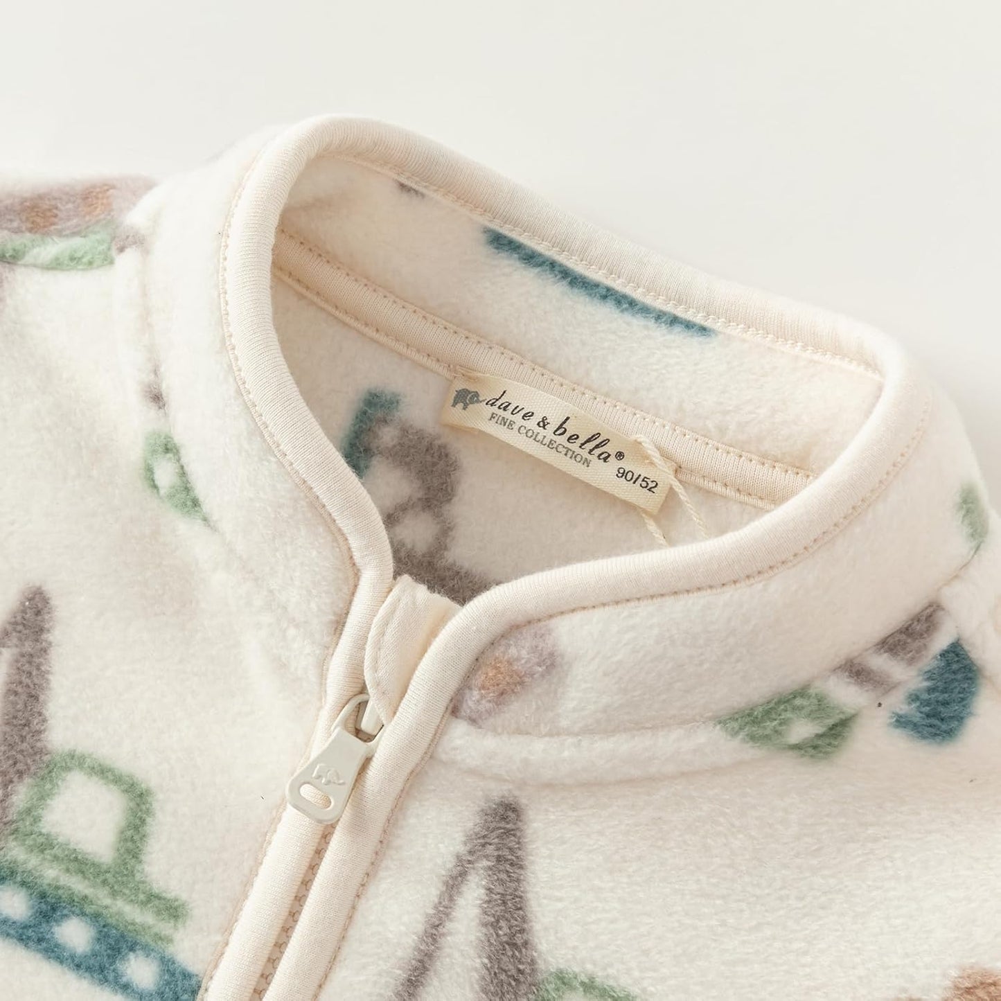 DAVE & BELLA Kids Printed Polar Fleece Jacket Toddler Baby Boys Girls Zip Up Long Sleeve Spring Fall Warm Outerwear Coat