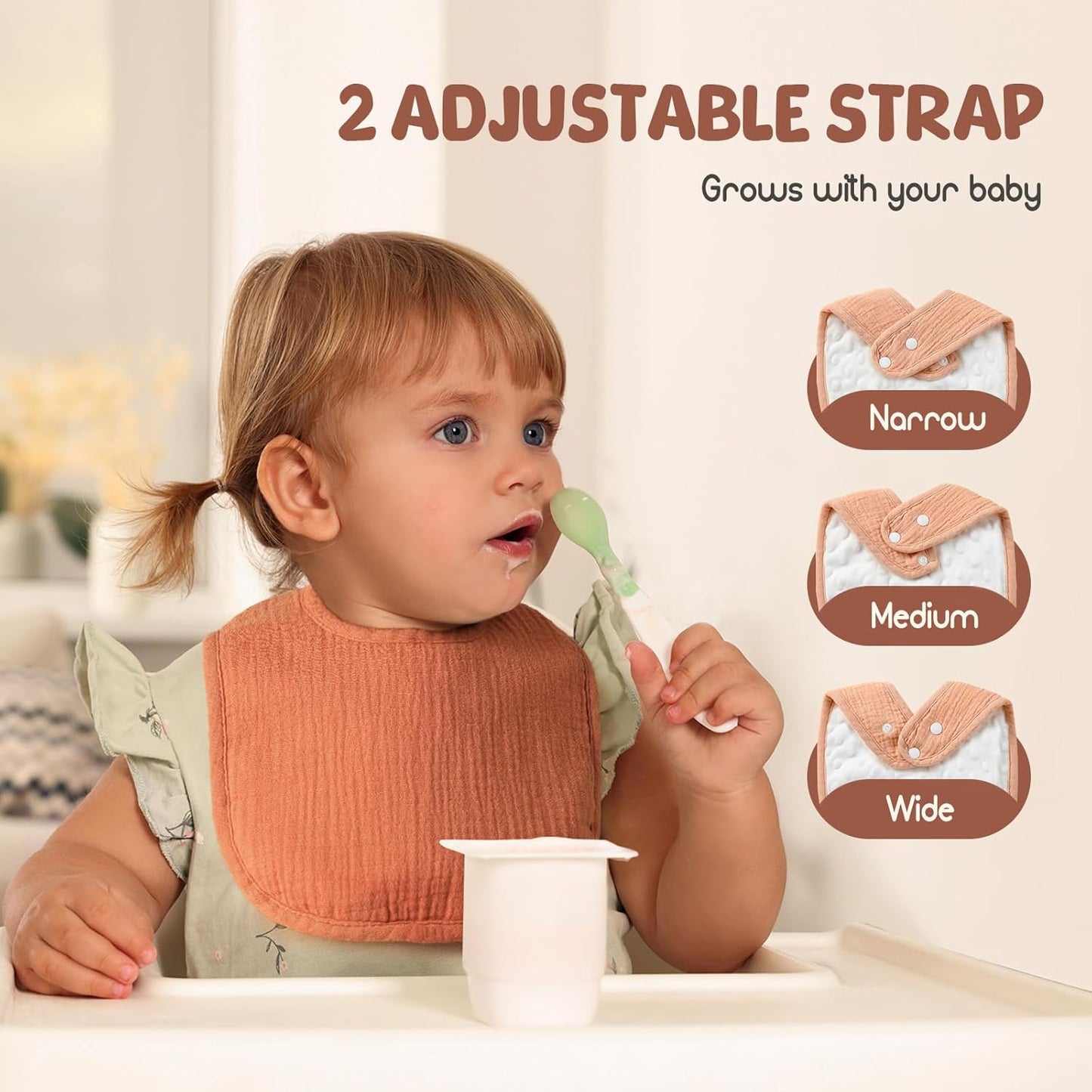 6-Pack Muslin Baby Bibs for Unisex Boys Girls, Cotton Baby Drool Bibs, Drooling and Teething Bibs for Infant