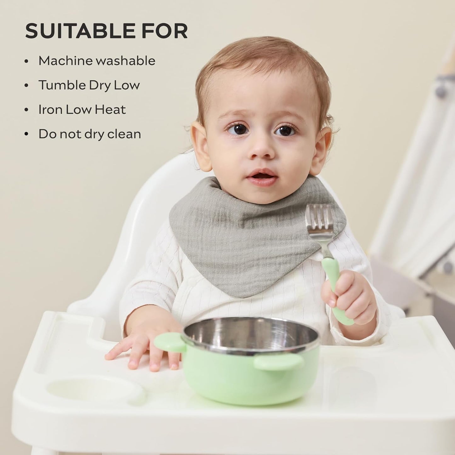 JELLYMONI 10 Pack Muslin Drool Bibs for Babies - Soft Adjustable Bandana Bib with Snaps, Absorbent Unisex Teething Bib for Newborn Girls & Boys