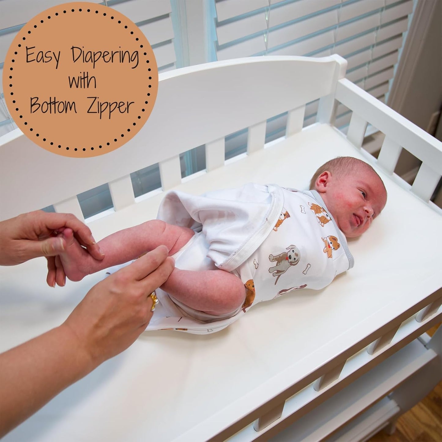 LollyBanks Baby Swaddles, 100% Organic Cotton Swaddles for Newborn Boy and Girl, 0-3 Months Swaddle Sacks with Easy Change Zipper, Swaddle Neutral Baby Registry (Puppies Print)