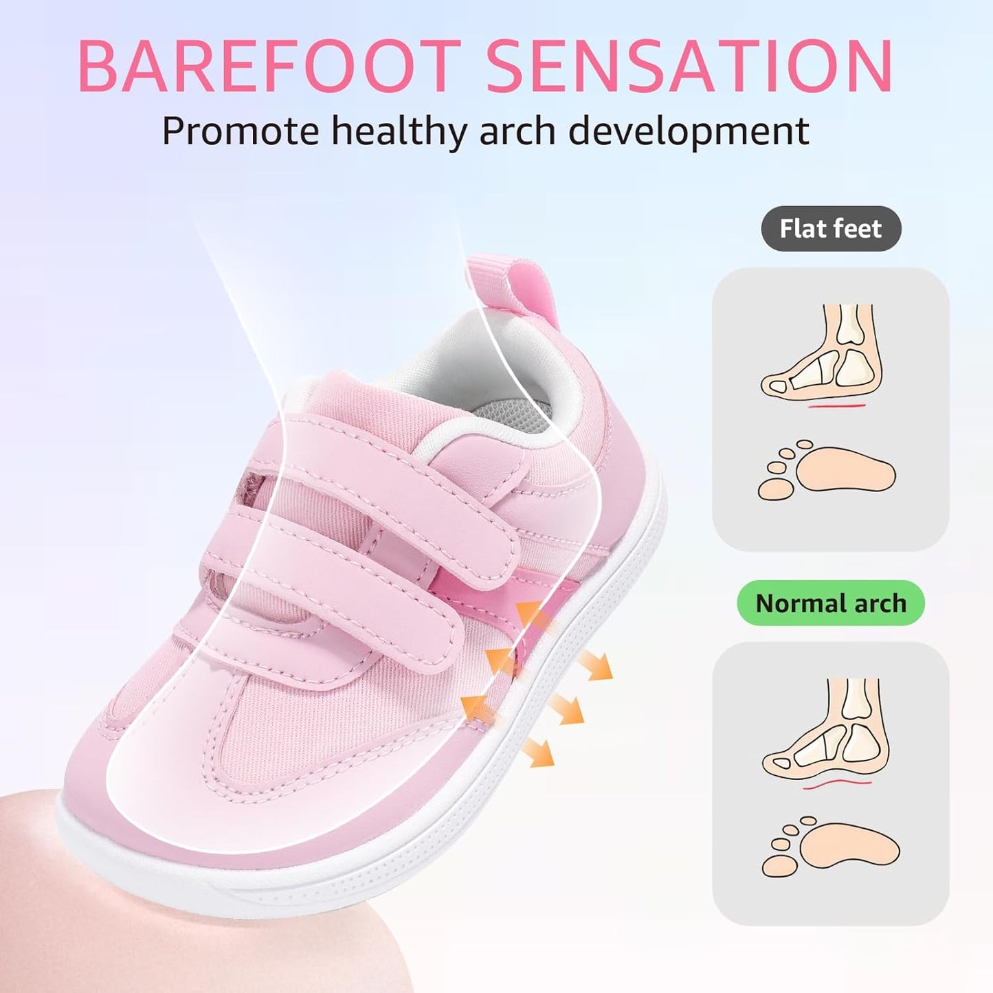 Toddler Wide Toe Box Barefoot Shoes Boys Girls Sneakers Zero Drop Kid Tennis Running Shoes Lightweight Non-Slip Comfortable Infant First Walking Shoe Outdoor Activities School