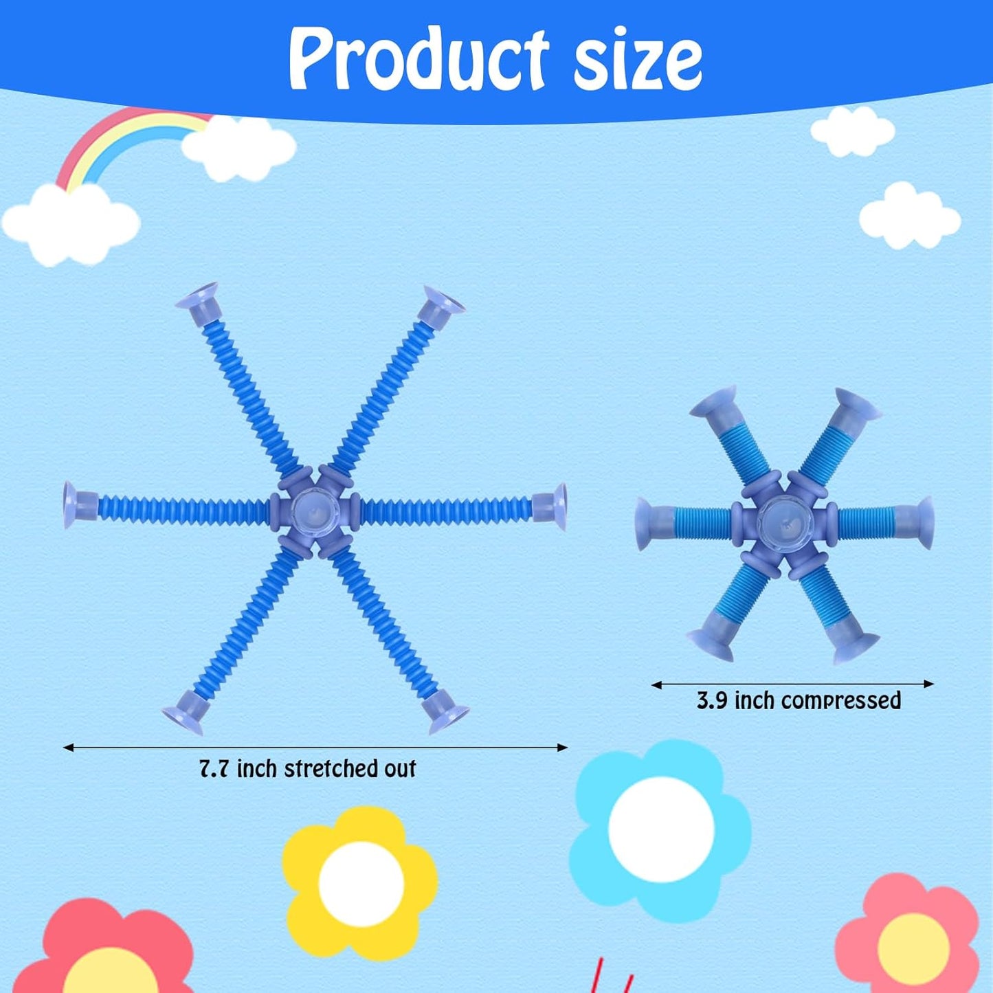 6 Pack Fidget Spinners Pop Tubes Fidget Toys, Shape Changing Telescopic Suction Cup Toy, Creative Learning Gifts Stress Relief and Anti Anxiety Party Favors Boy Girl Random Color