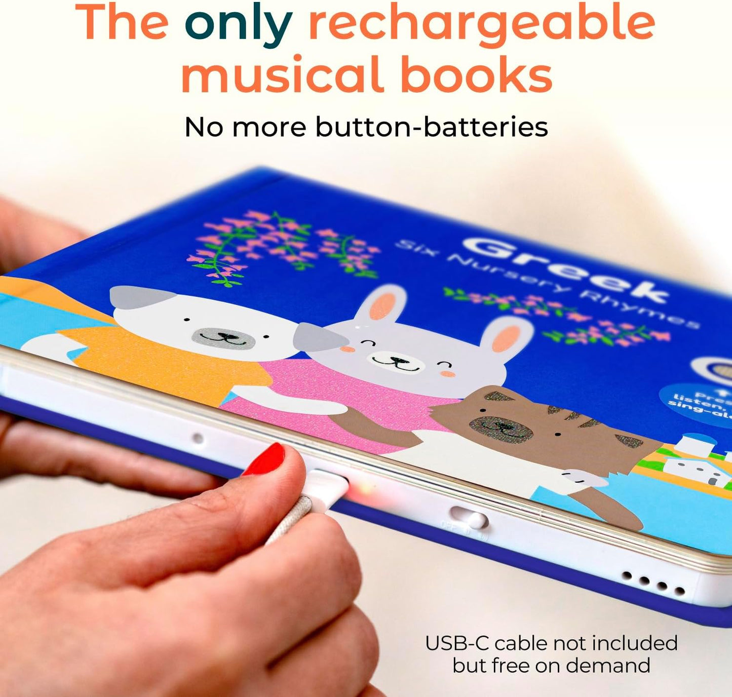 Cali's Books Greek Nursery Rhymes | Bilingual Children's Interactive Musical Book for Baby, Toddlers | USB C Rechargeable | Greek Gifts for Kids