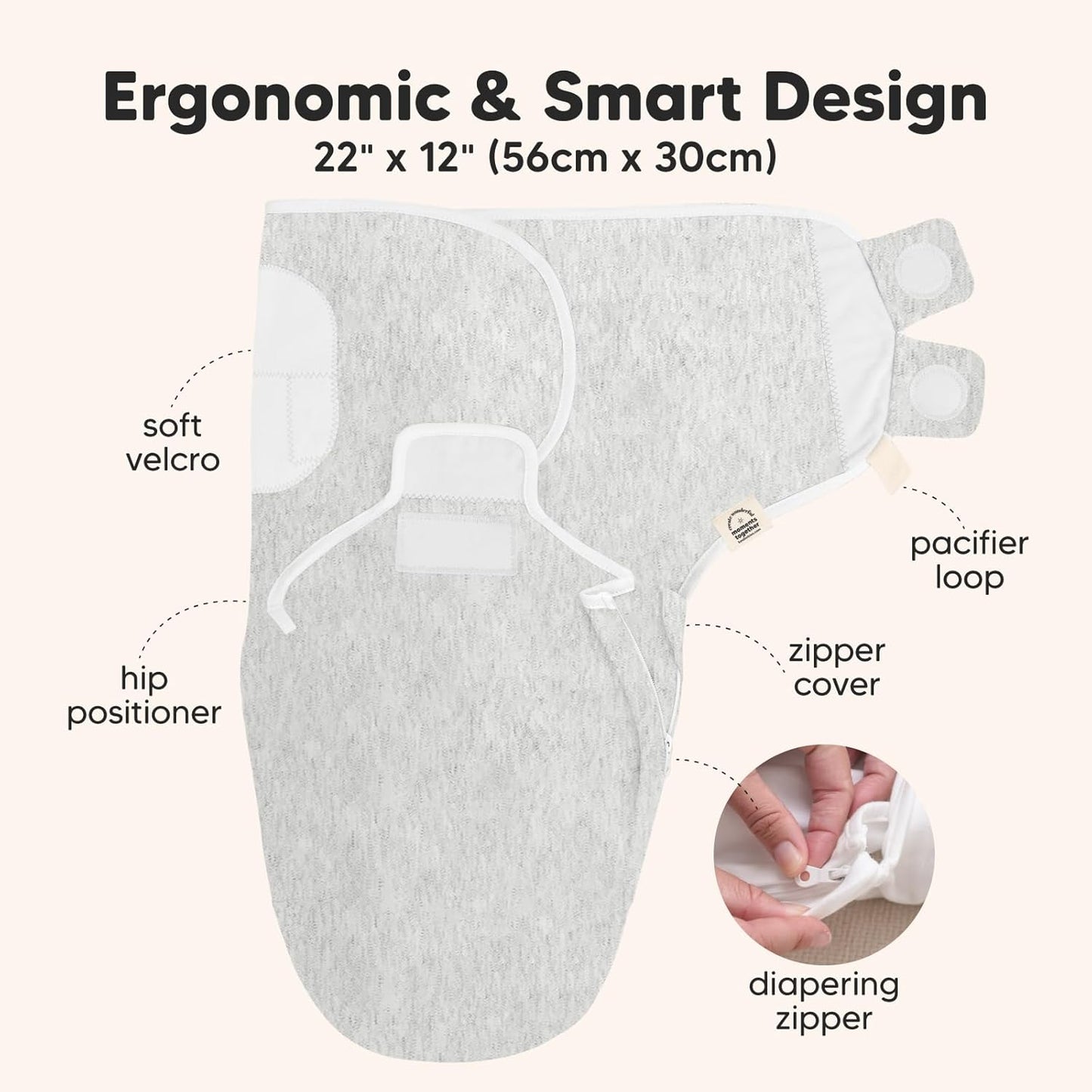 Baby Swaddle Sleep Sacks with Zipper - 3-Pack Swaddles for Newborns 0-3 Months, Infant, Baby Girls, Boys, Soft & Durable Newborn Sleep Sack, Easy Diaper Change Swaddling Blanket (Aspire)