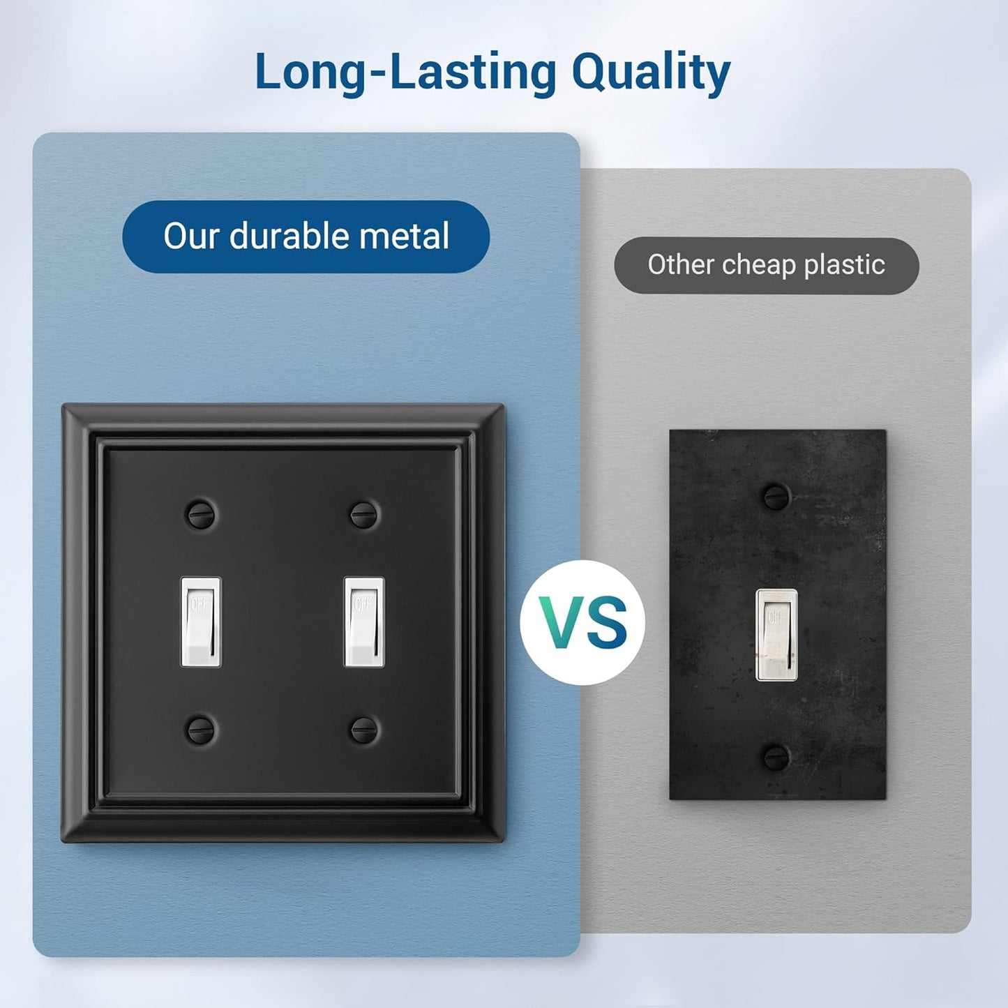 DEWENWILS Decorative Light Switch Cover, Metal Toggle Light Switch Wall Plate, 2-Pack