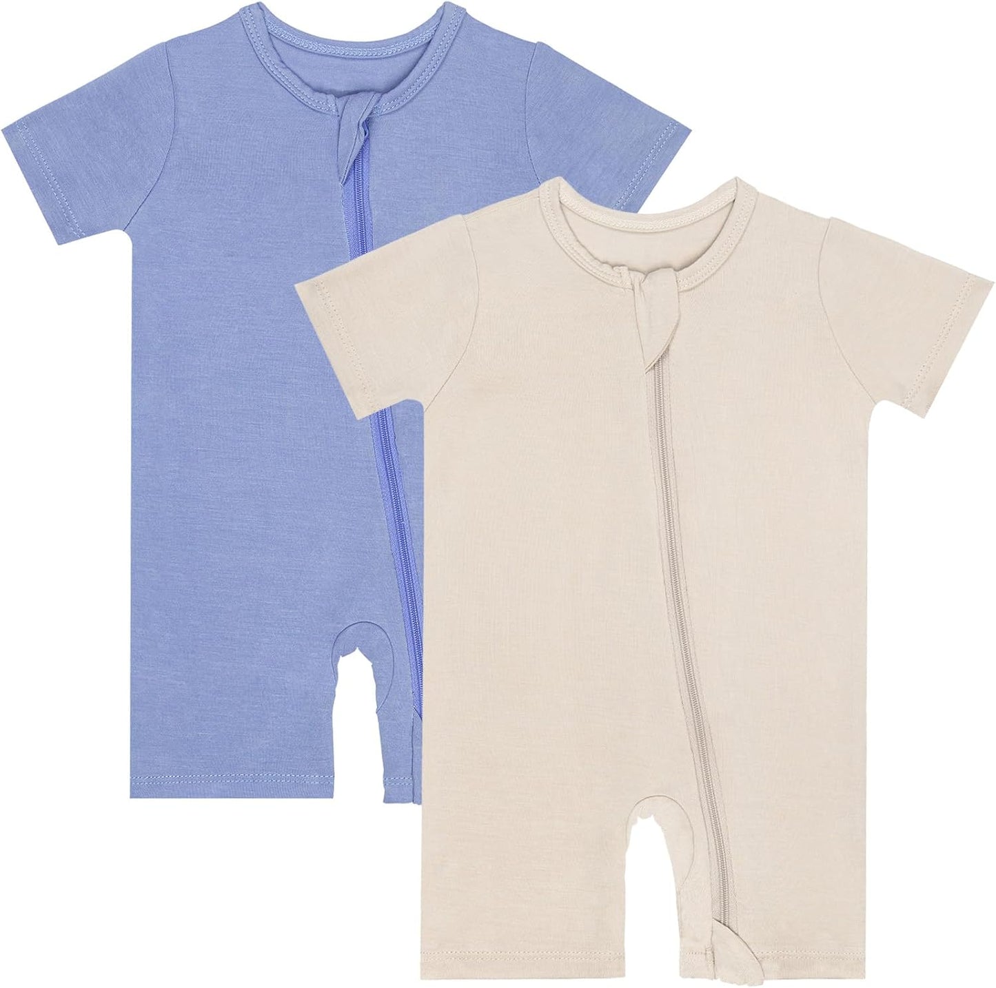 GUISBY Rayon made from bamboo Baby Pajamas Short Sleeve Footless Rompers 2 Way Zipper Sleeper for Baby