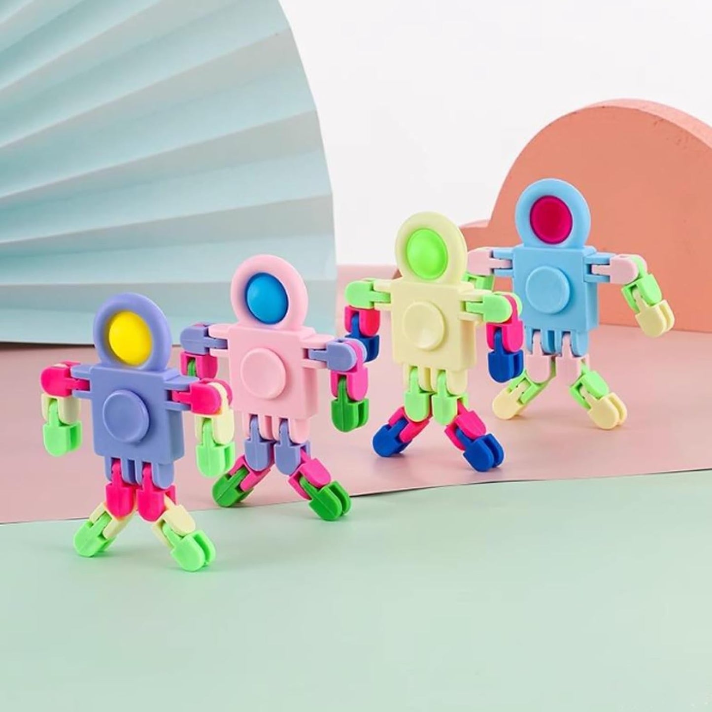 Fidget Spinners, Transformable Chain Robot Fingertip Toy, Gyro Fidget Sensory Toys, Stress Relief Fidget Toy for Kids Adult, Pinata Goodie Bag Stuffers Birthday School Gift (8 Pack)