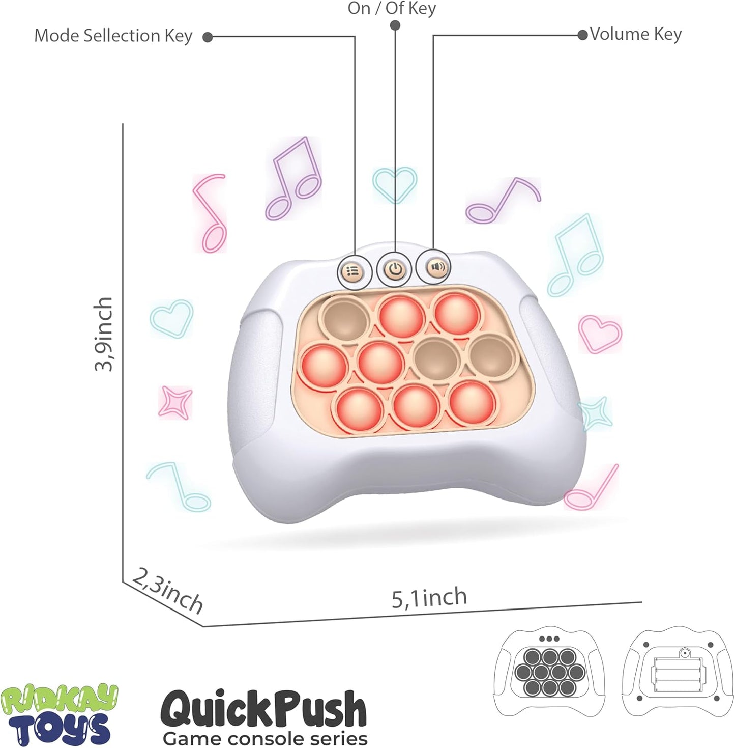 Fast Push Game - Pop Game It, Joy & Fun for Kids Ages 6-12: Sensory Toys for Kids 5-7 | 4 Modes Games, Kids Games, Fidget Toys for Kids 8-12, Handheld Games, Fast Push Bubble Game - Pop Fidget