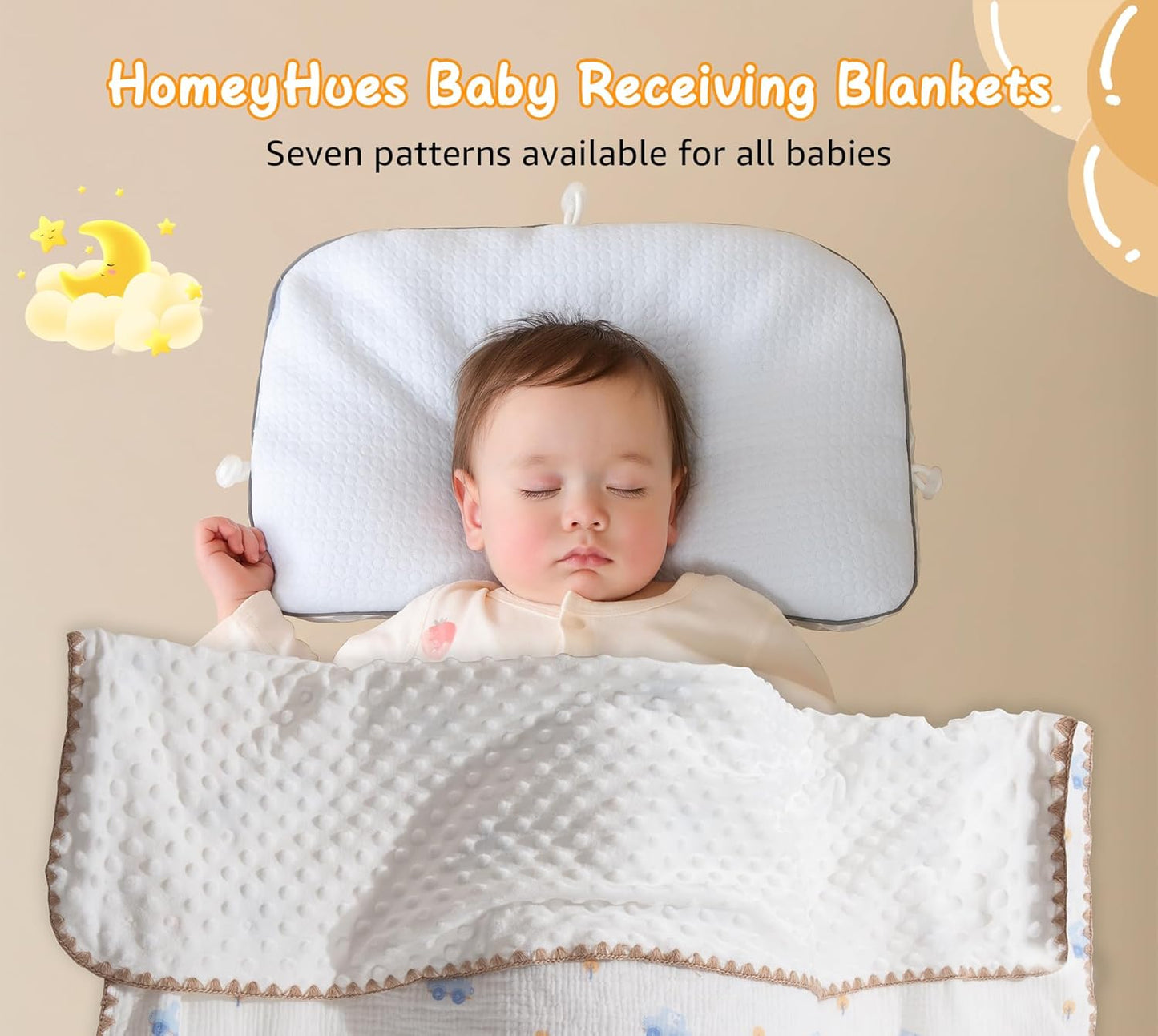 Baby Blanket Double Layer Cotton 40 x 40 Soft Receiving Blanket with Pattern Machine Washable Car