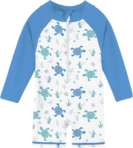 Funnycokid Baby Swimsuit Boy Toddler Bathing Suit Rash Guard UPF 50+ Swimwear 6 Months-4T