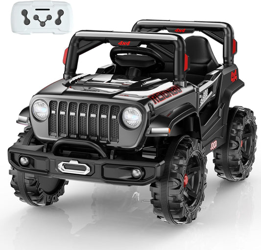 SEALIGHT 12V Kids Ride On Car Truck w/Parent Remote Control, Children Ride On Toy Toddler Electric Vehicle with Double Doors/Safety Belt/LED Lights/Music Player/Bluetooth