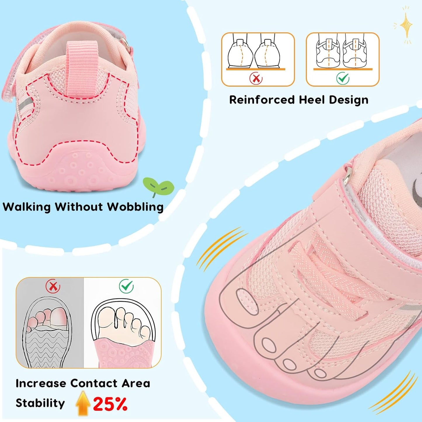 Scurtain Baby Shoes Boy Girl First Walking Shoe Infant Crib Breathable Sneakers Lightweight Barefoot Shoes for Babies