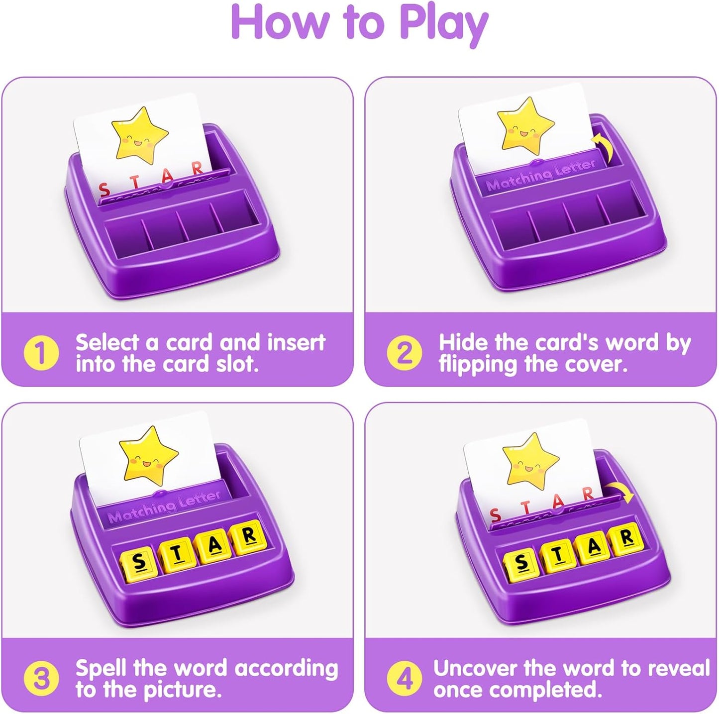 Educational Toys for 3 4 5 Year Old Girls Boys Gifts, Matching Letter Spelling Games Learning Toys for Kids 2-4 Year Olds, Christmas Birthday Gifts for 3-6 Year Old Girls Toddler Toys Age 2-4