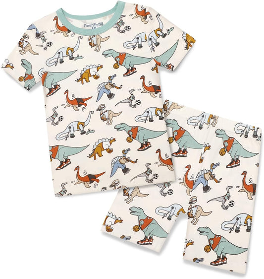 Bamboo Viscose Toddler Animal Pajamas Boys Girls Kids Cool Short Summer 12M-8Y Snug fit Pjs Set 2pcs