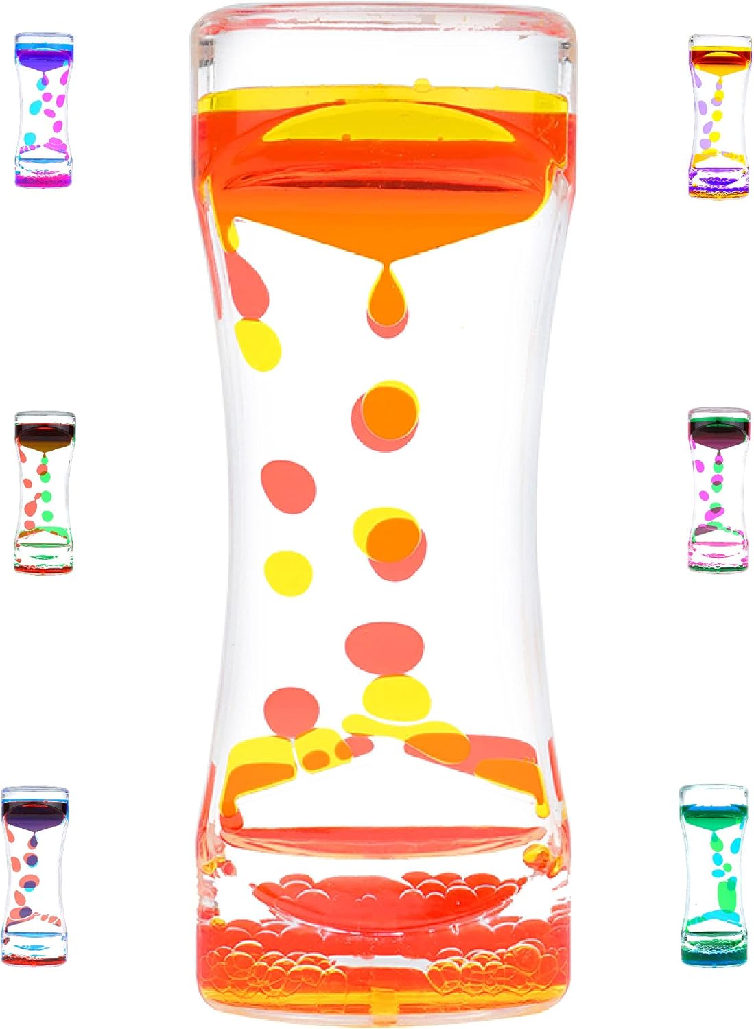 Liquid Motion Bubbler Timer Diamond Shaped Liquid Timer for Fidget Toy,Autism Toys, Children Activity, Calm Relaxing,Penguin Desk Toys and Home Ornament (Red and yellow-ordinary)