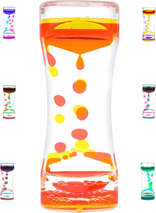 Liquid Motion Bubbler Timer Diamond Shaped Liquid Timer for Fidget Toy,Autism Toys, Children Activity, Calm Relaxing,Penguin Desk Toys and Home Ornament (Red and yellow-ordinary)