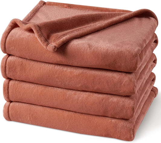 PHF Ultra Soft Fleece Blanket King Size, No Shed No Pilling Luxury Plush Cozy 300GSM Lightweight Blanket for Bed, Couch, Chair, Sofa Suitable for All Season, 108" x 90", Brick Red
