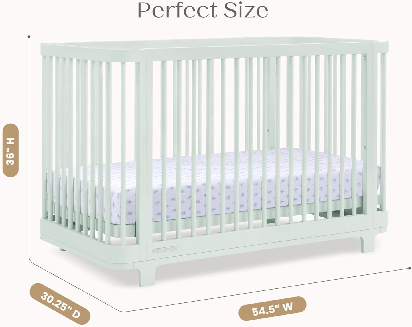 Delta Children Nest Crib and Dresser Nursery Furniture – 4-in-1 Convertible Crib | Forever 6 Drawer Dresser with Changing Top | Light Sage