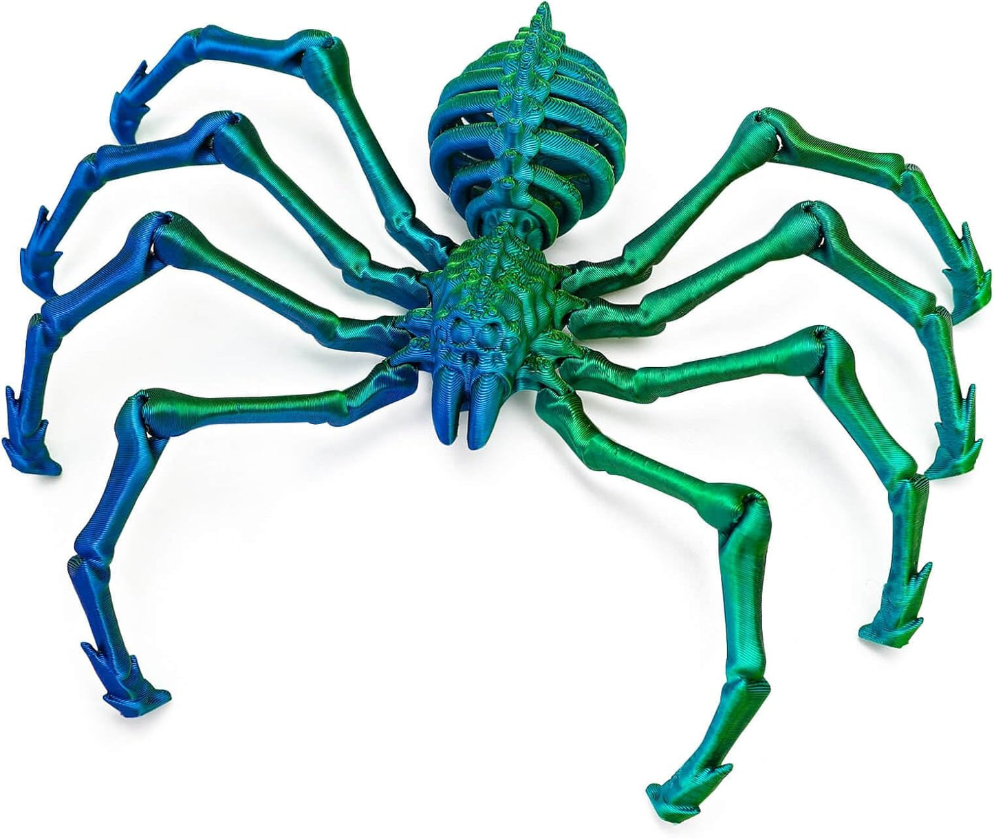 3D Printed Spider Fidget Toys, 1 Pack Articulated Fake Spider Figures Party Favors for Birthday Halloween Christmas, Stress Relief Desk Toys for Classroom Office Home (Laser-green)