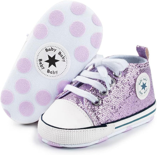 Unisex Baby Girls Boys Canvas High-top Shoes, Newborn Infant Anti-Slip Soft Sole Frist Walking Breathable Sneakers